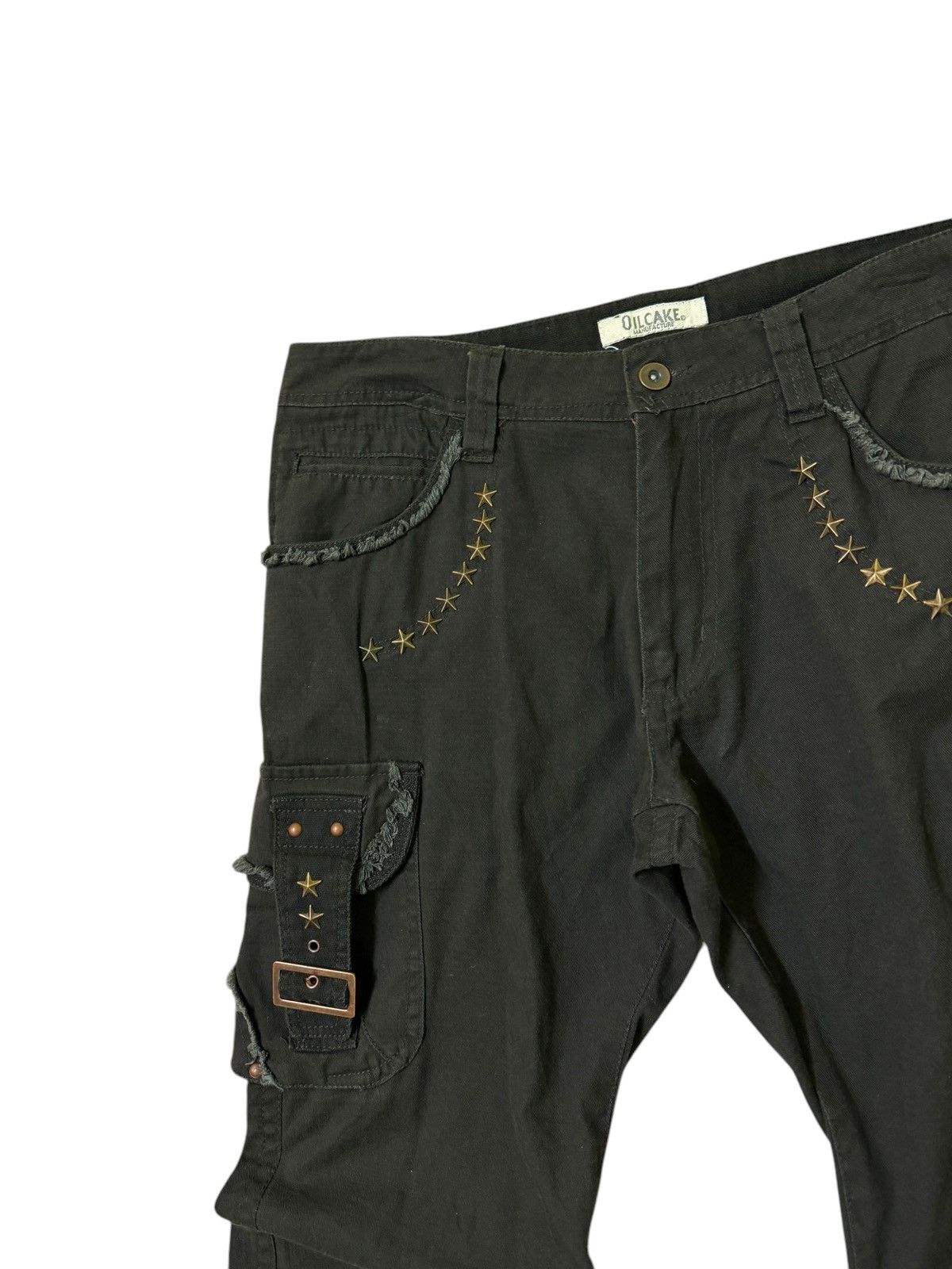 Japanese Brand Vintage Flare Oilcake Bondage Studded Pocket Cargo Pant Size US 33 - 8 Thumbnail