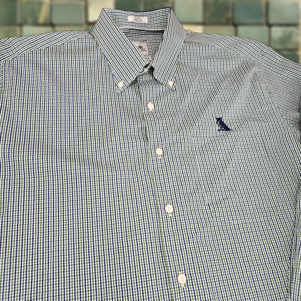 Peter Millar Peter Millar Shirt Mens Large Green Blue Micro Check Woven Button Down Cotton Size US L / EU 52-54 / 3 - 1 Thumbnail