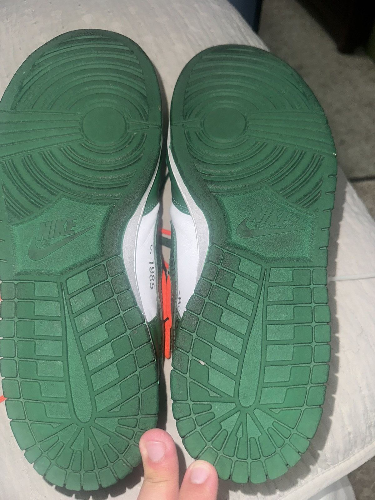 Nike × Off-White Dunk Low Pine Green Low 2019 Size US 12 / EU 45 - 3 Thumbnail