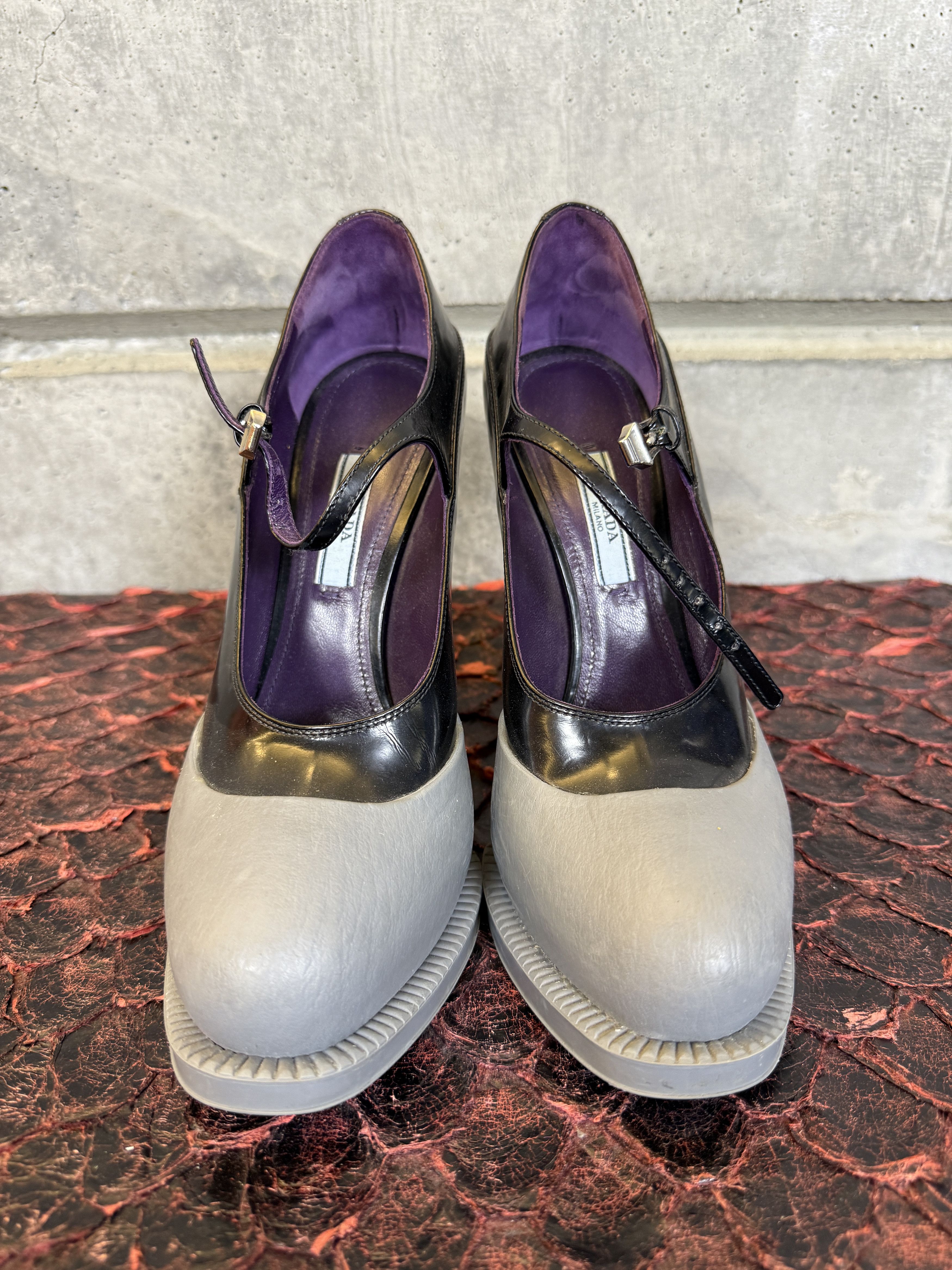 Prada Prada Leather Gray Rubber Dipped Mary Jane Pumps Size US 9 / IT 39 - 7 Thumbnail