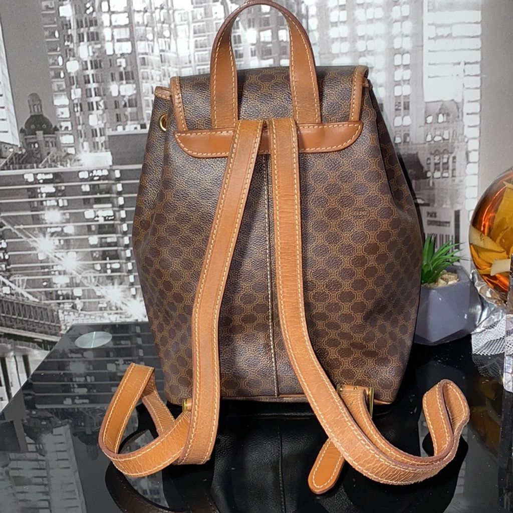 Celine Authentic CELINE Macadam Blason Drawstring Leather Backpack Size ONE SIZE - 5 Thumbnail