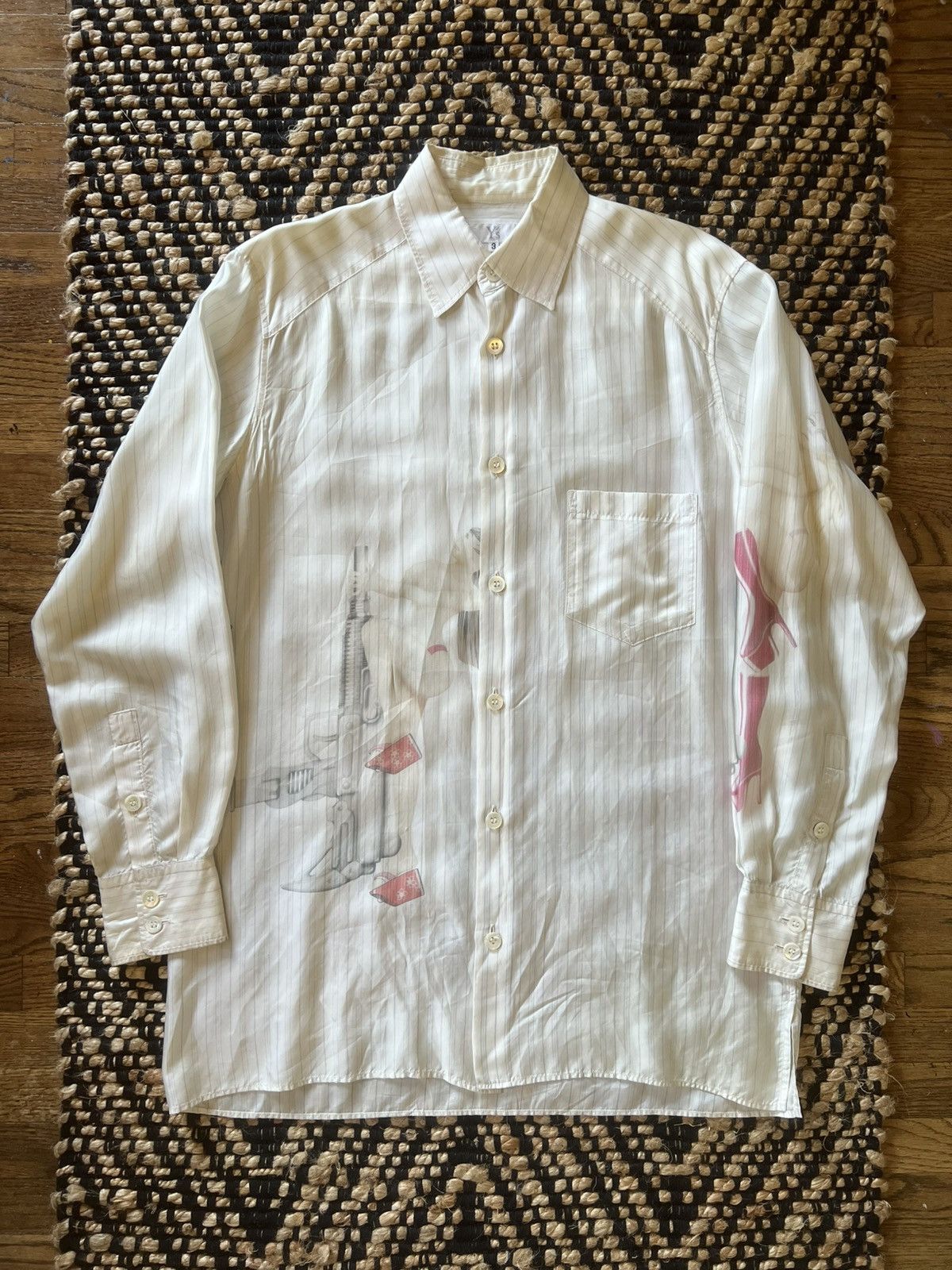 Yohji Yamamoto Y’s x Justin Davis AW09 “Pinups & Uzis” Pinstripe Button Up Size US L / EU 52-54 / 3 - 1 Thumbnail