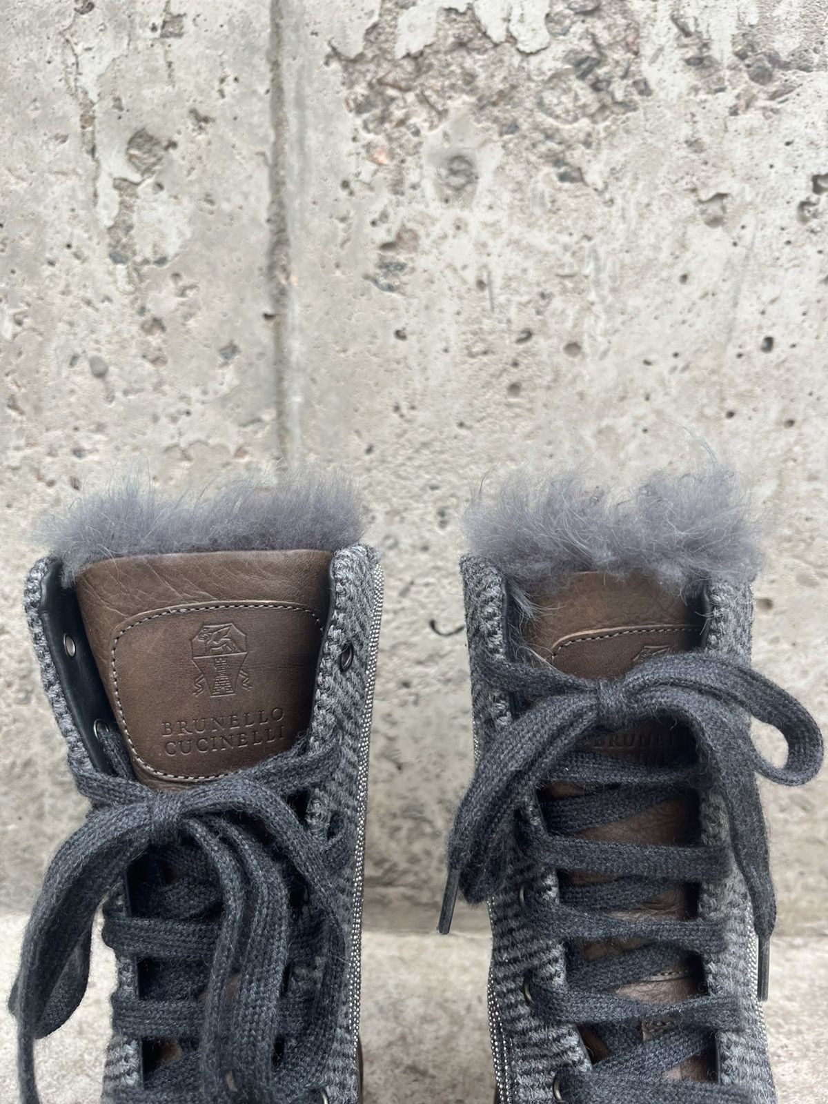 Brunello Cucinelli Brunello Cucinelli Leather Ankle Fur Boots with Monili Trim Size US 8.5 / IT 38.5 - 4 Thumbnail