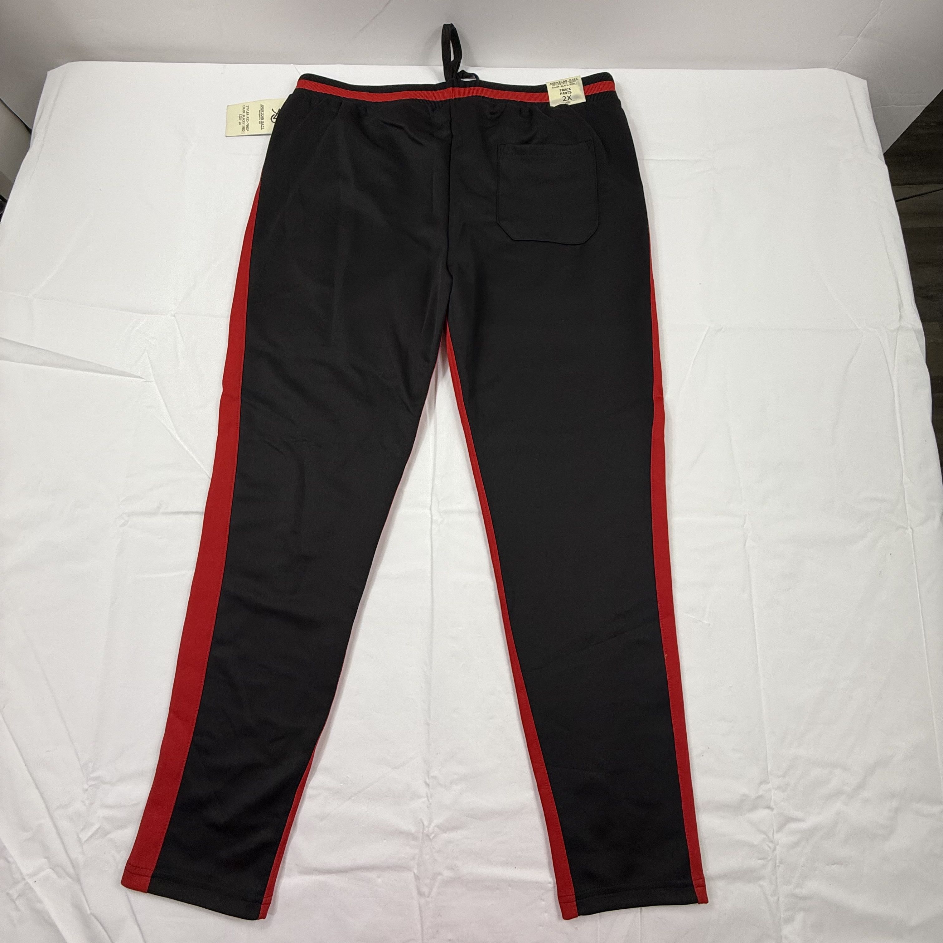Other American Bazi Mens Black Red Side Stripe Track Pants 2X Size US 36 / EU 52 - 9 Thumbnail