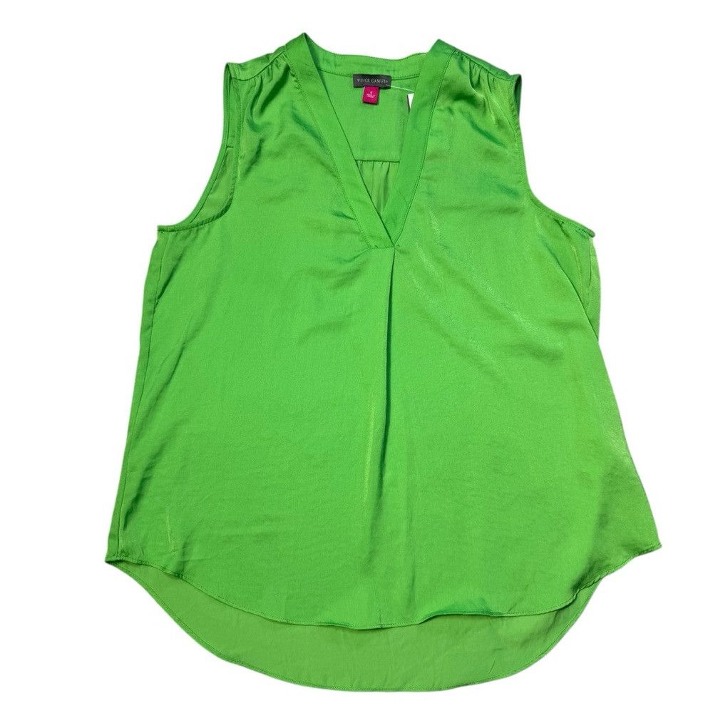 Vince Camuto NWT New Vince Camuto Lime Green Rumpled Satin Sleeveless Bl Size S / US 4 / IT 40 - 5 Thumbnail