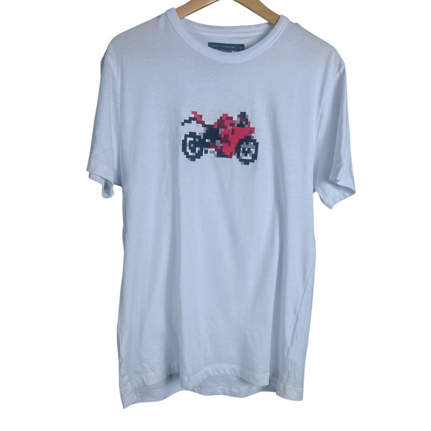 French Connection Men's French Connection Pixel Motorcycle White T-Shirt - M Size US M / EU 48-50 / 2 - 1 Thumbnail