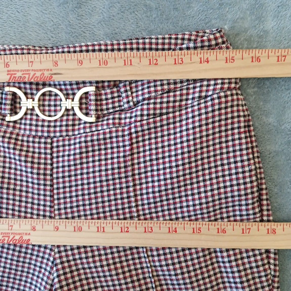 Vintage Cato Ankle Pants Womens Size 8 Red Plaid Pull On Skinny Stretch Pockets - Regular, 28.5" Inseam Size 29" - 3 Thumbnail