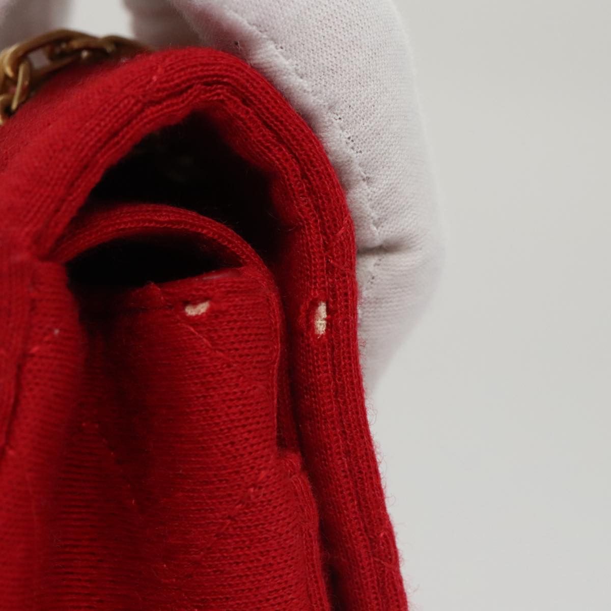 Chanel CHANEL Matelasse Chain Shoulder Bag Cotton Red Gold CC Size ONE SIZE - 6 Thumbnail