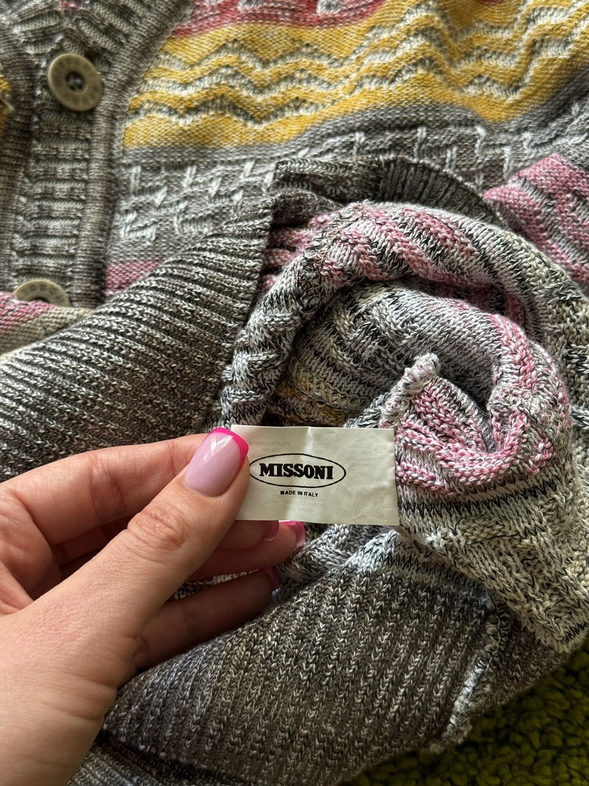 Missoni × Vintage Missoni 90s vintage iconic coloured cardigan sweater Size L / US 10 / IT 46 - 8 Thumbnail