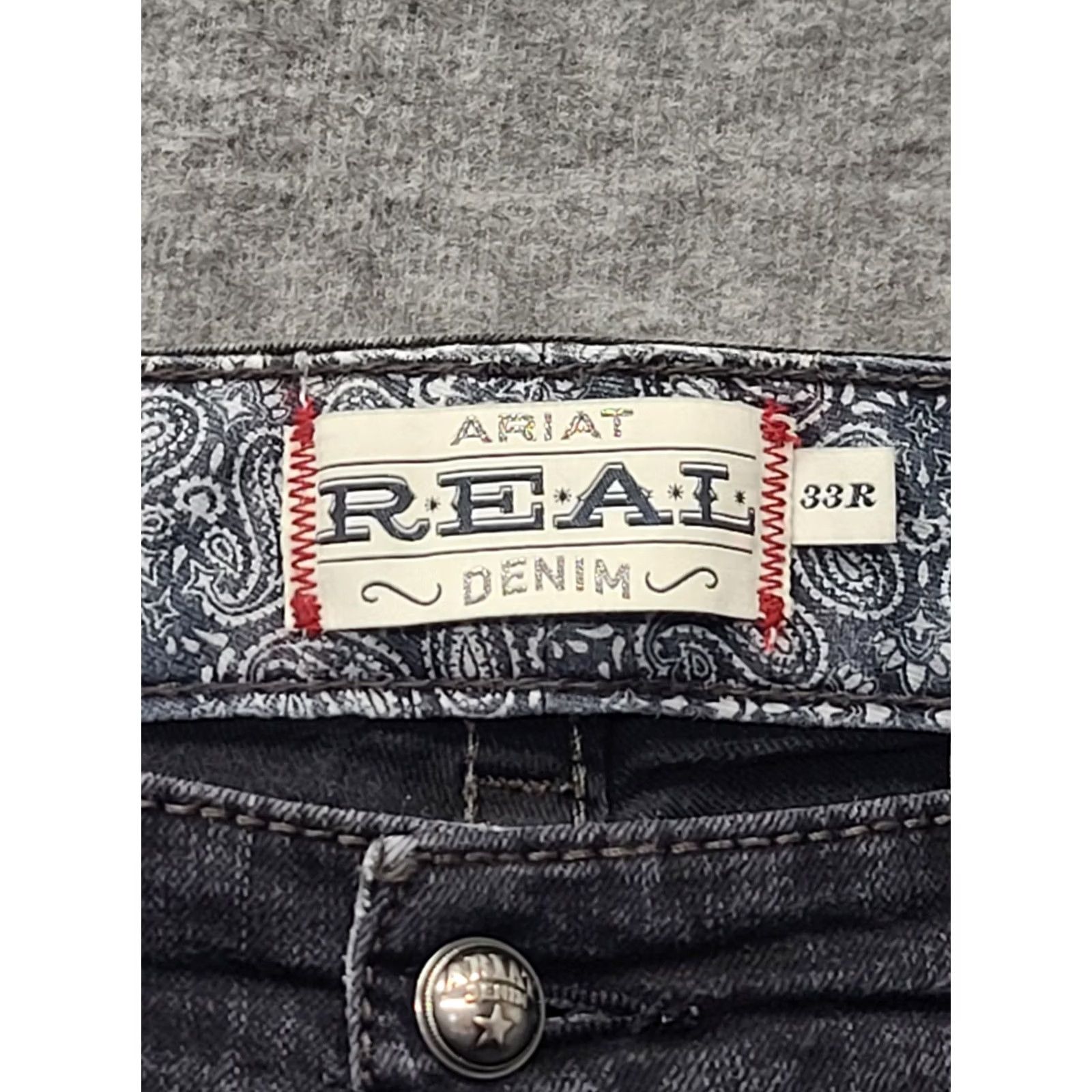 Ariat Ariat Jeans Womens 33x32 REAL Denim Regular Fit Bootcut High Rise Entwined Cowboy Western Buckle Bke 5-Pocket Denim Black Purple? Size 24" / US 00 / IT 34 - 2 Thumbnail
