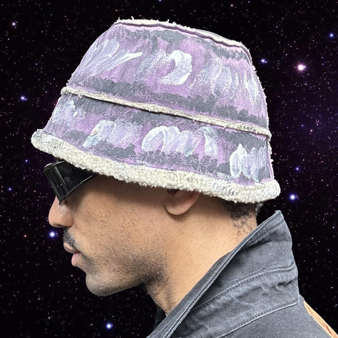 Other ASTROBOI* Lavender Painted Faux Suede Sherpa Bucket Hat Size ONE SIZE - 3 Thumbnail