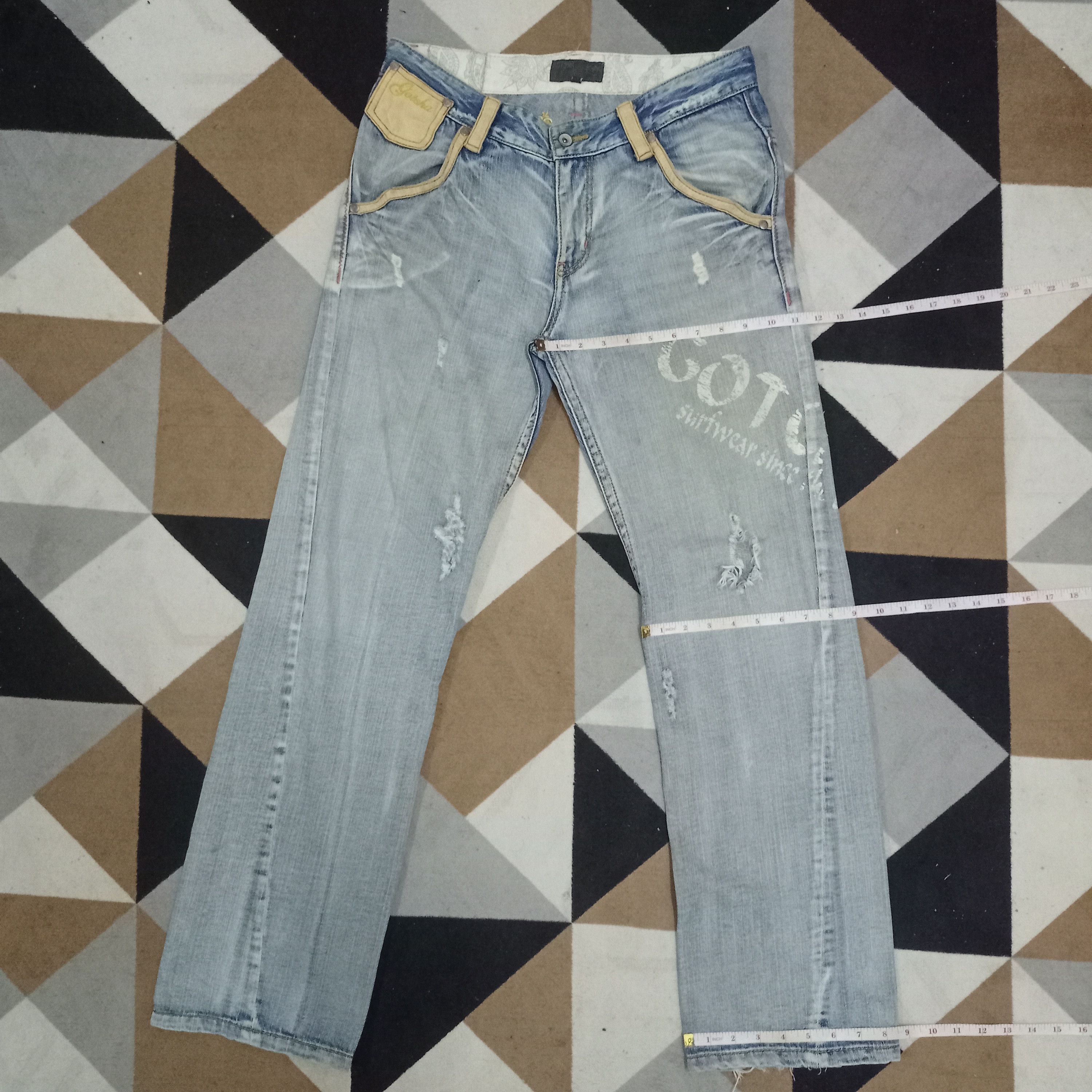 Gotcha × Japanese Brand Vintage Japanese Gotcha Distressed Spiral Baggy Jeans Size US 31 - 11 Thumbnail