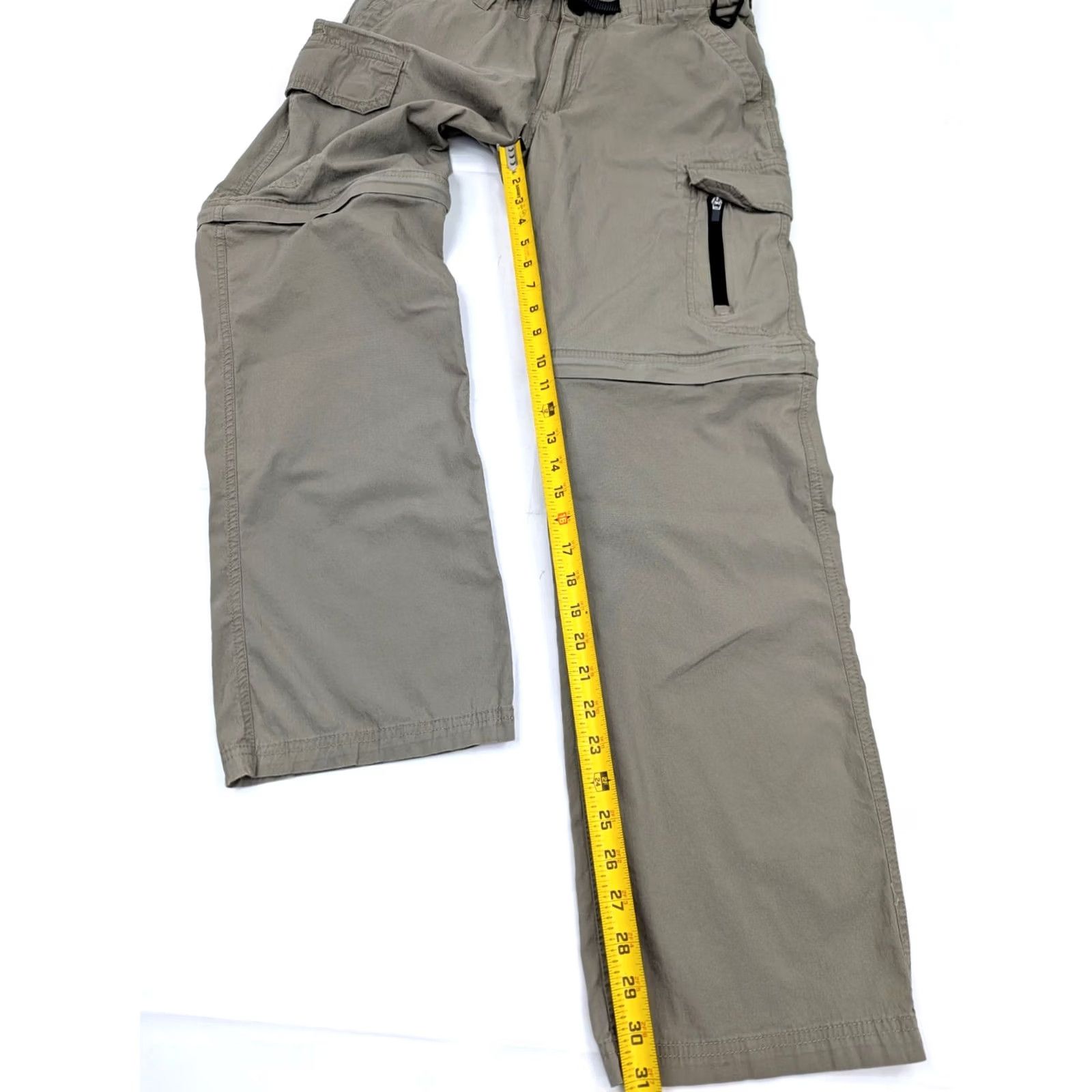 Vintage BC Clothing Convertible Cargo Pants / Shorts, Men 32 Beige Canvas Belted 5-Pocket Cargo Convertible Zip-Off Legs Pants Size US 32 / EU 48 - 4 Thumbnail