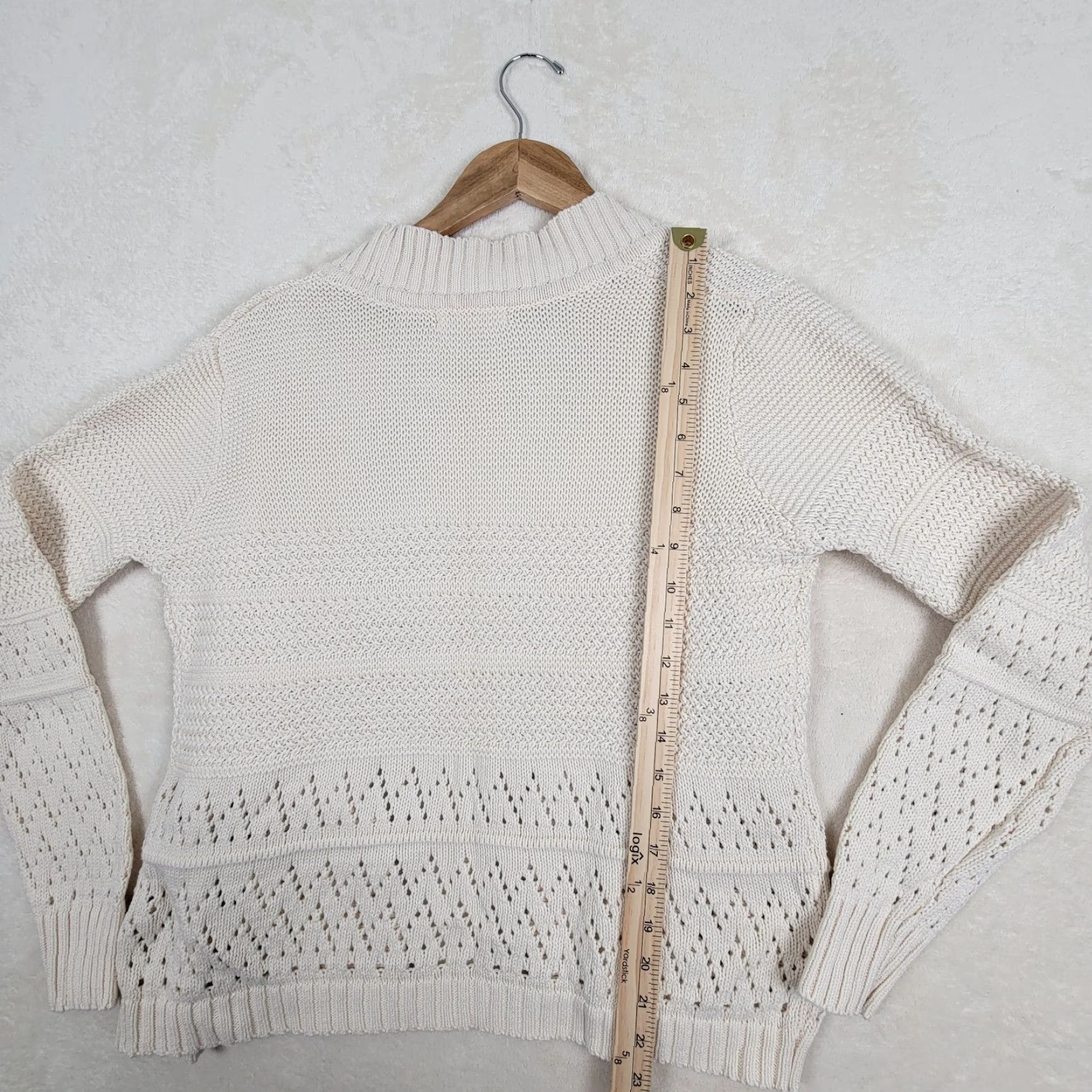 Vintage VINTAGE Woolovers Cardigan Womens M Ivory Sweater Cable Knit Long Sleeve 100% Wool Prep Size M / US 6-8 / IT 42-44 - 6 Thumbnail