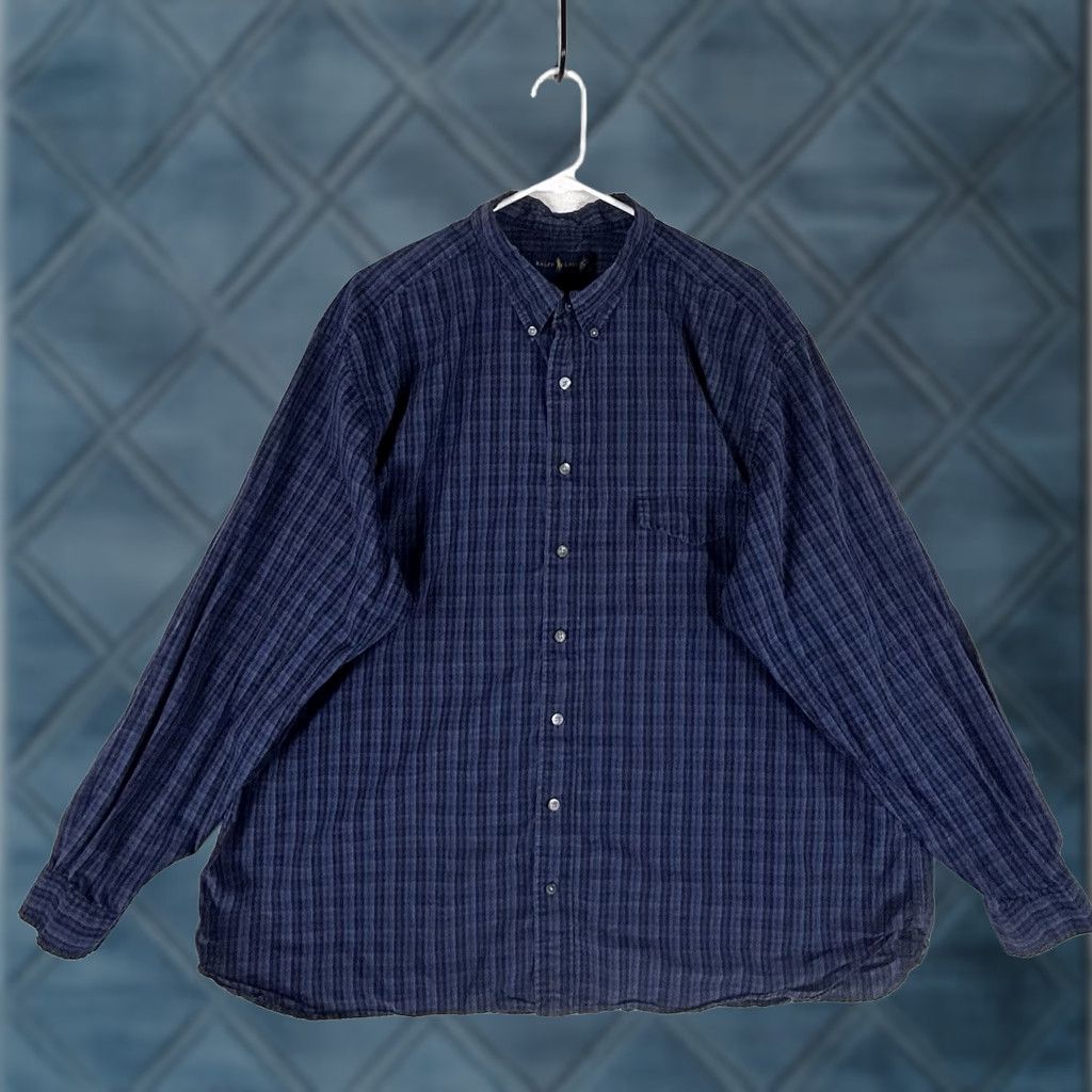 Ralph Lauren Ralph Lauren Big & Tall 2XB Blue Plaid Long Sleeve Button-Up Shirt Mens Casual Preppy Button-Down Collared Size US XXL / EU 58 / 5 - 1 Thumbnail