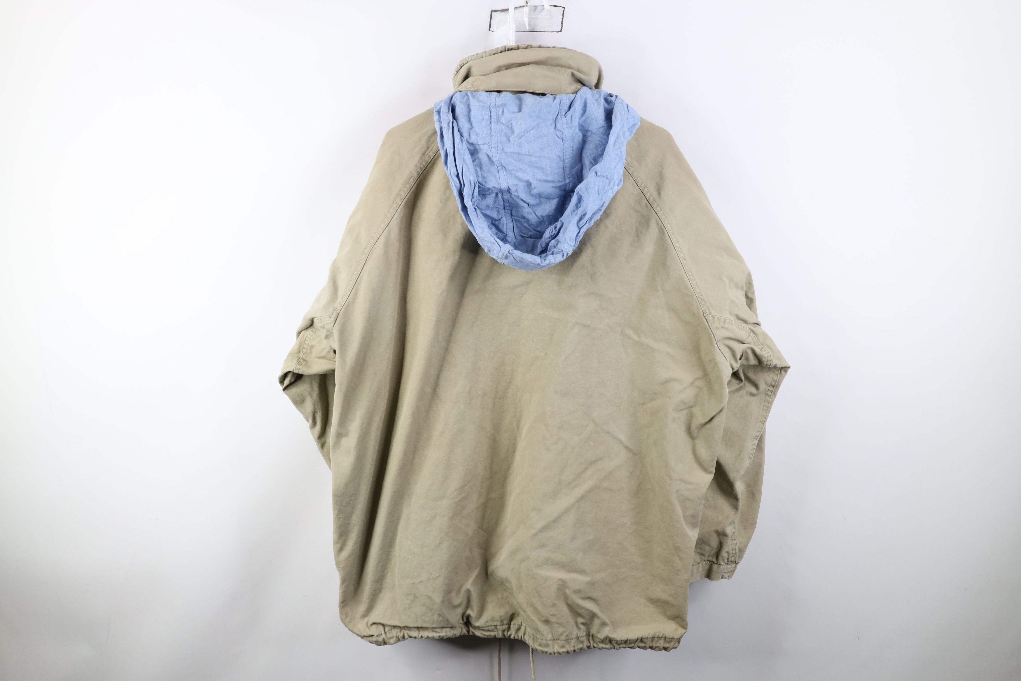 Vintage Vintage 90s Streetwear Heavy Canvas Hooded Jacket Beige Size US L / EU 52-54 / 3 - 14 Thumbnail