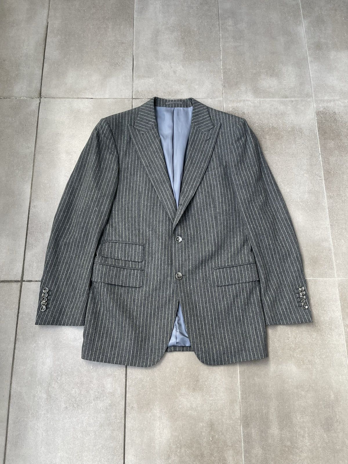 Suitsupply SS12 Suitsupply White Striped Grey Wool Casual Blazer Size 42S - 2 Thumbnail