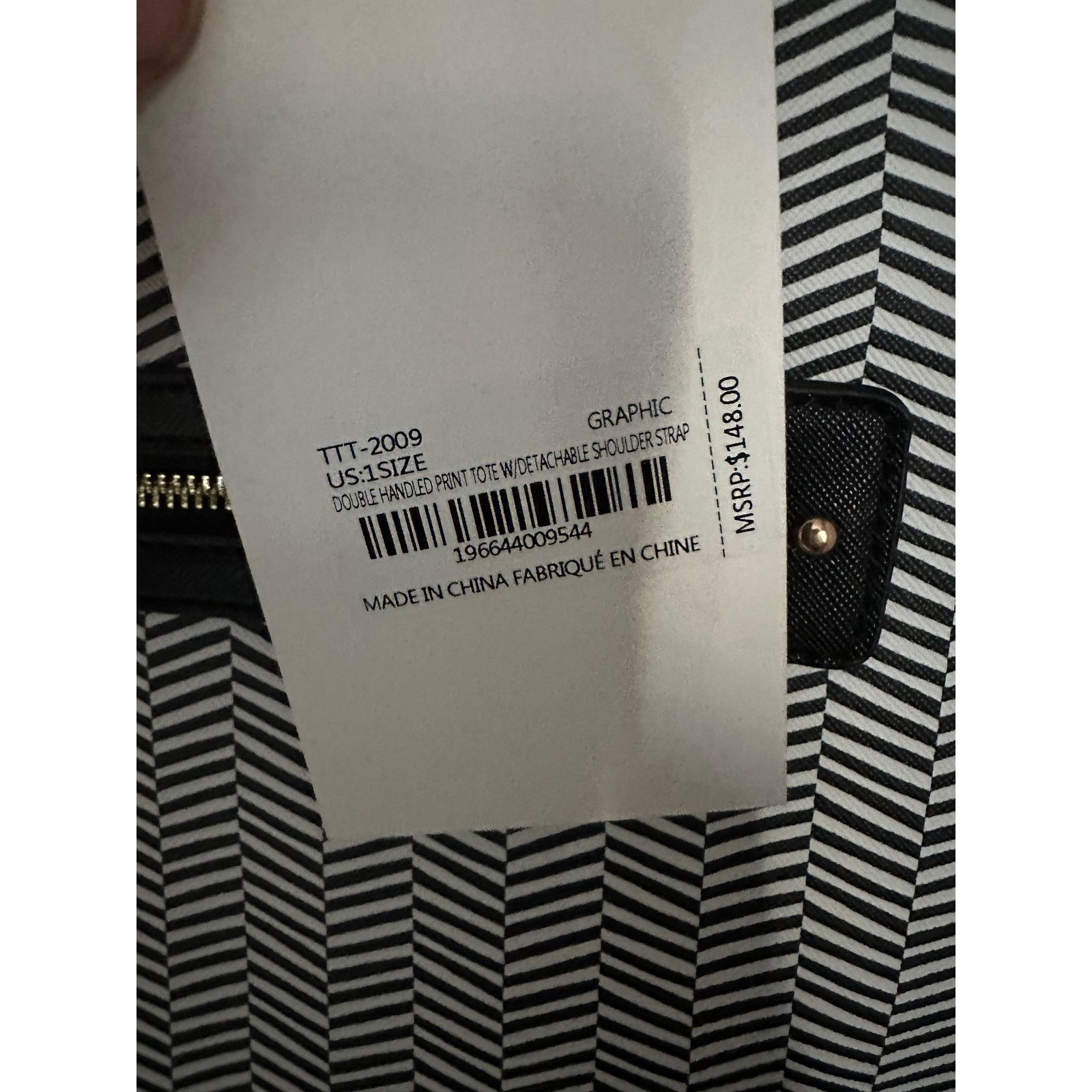 Other Trina Turk Optical Illusion Black & White Chevron 2 Way Tote Size ONE SIZE - 16 Thumbnail