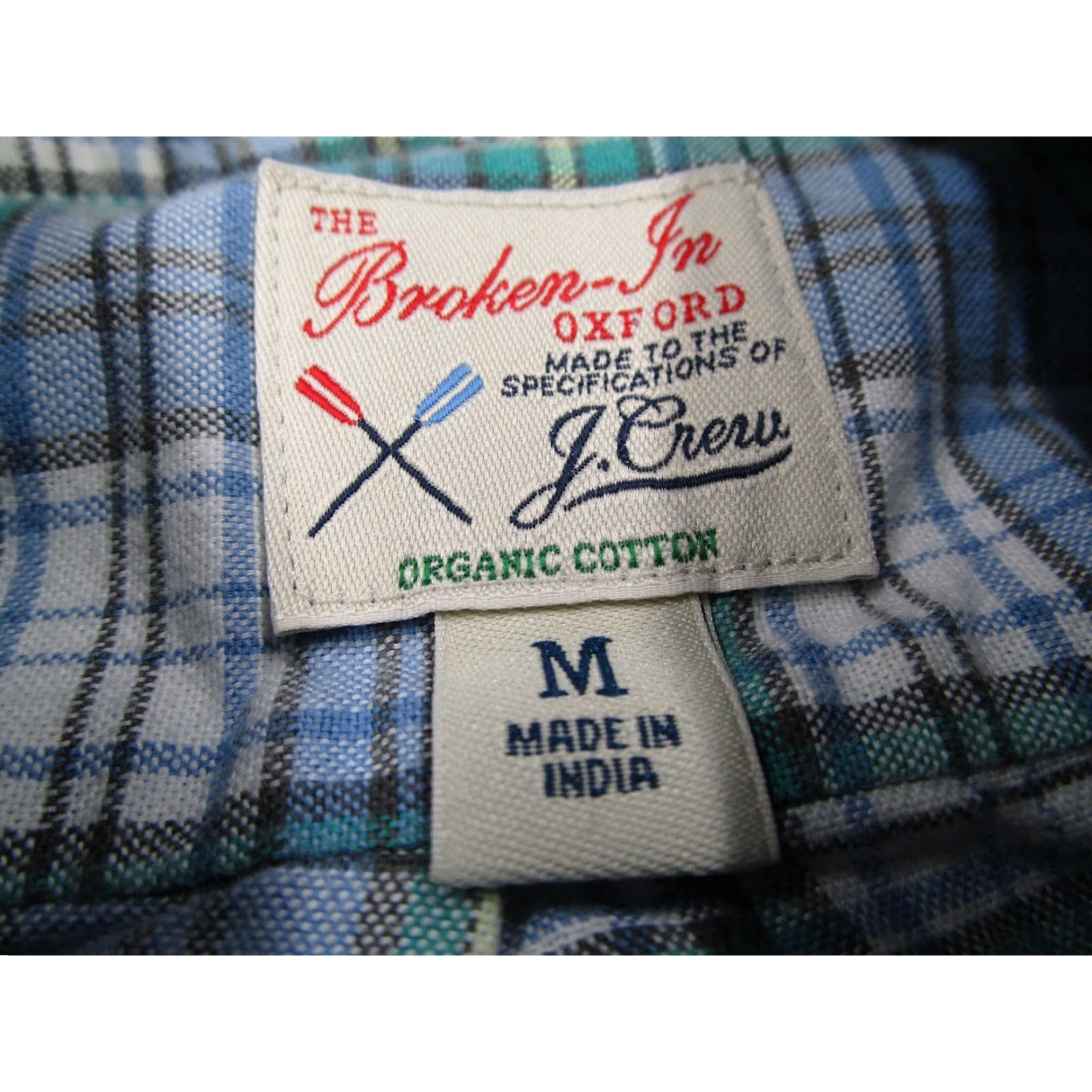 J.Crew VINTAGE J.CREW Men's Shirt Medium Blue Slim Fit Button Up Organic Oxford Plaid All Seasons Size US M / EU 48-50 / 2 - 3 Thumbnail