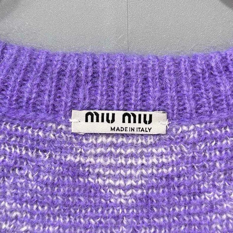 Prada Purple Diamond Pattern Knitted Cardigan-2506 Size M / US 6-8 / IT 42-44 - 4 Thumbnail