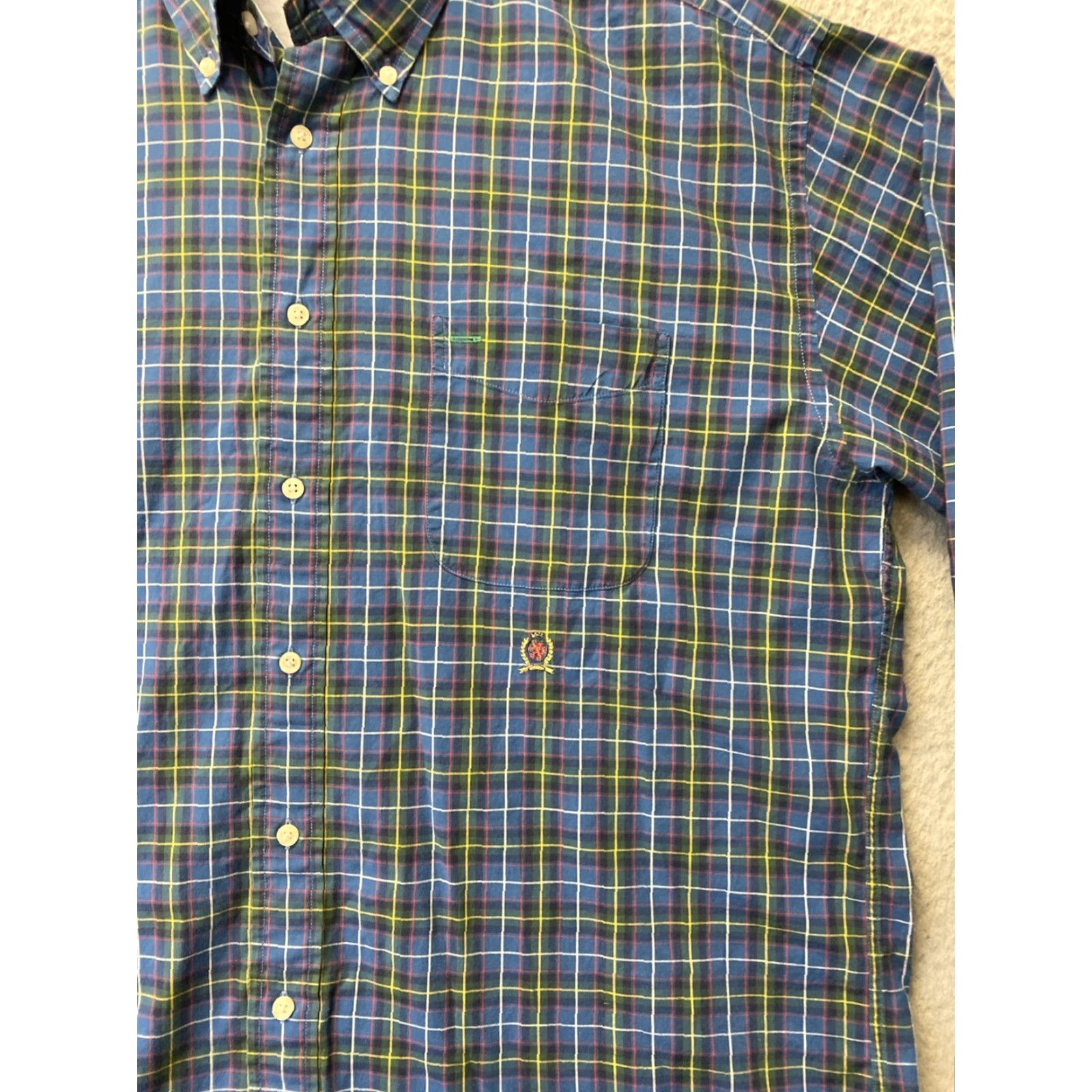 Tommy Hilfiger Tommy Hilfiger Shirt Button-Down XL Long Sleeve Plaid Multicolor Green Blue Men's Button-Up Pocket Logo Casual Workwear Size US XL / EU 56 / 4 - 2 Thumbnail