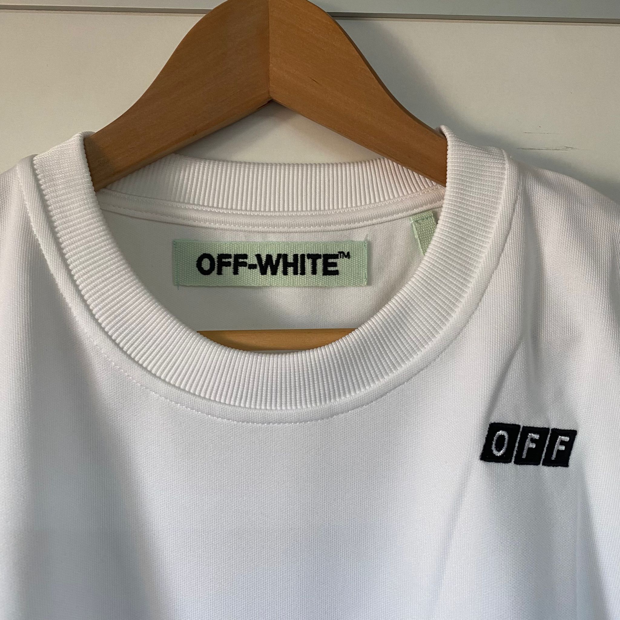 Off-White White Embroidered OFF Logo Diagonals T-Shirt Size S / US 4 / IT 40 - 2 Thumbnail