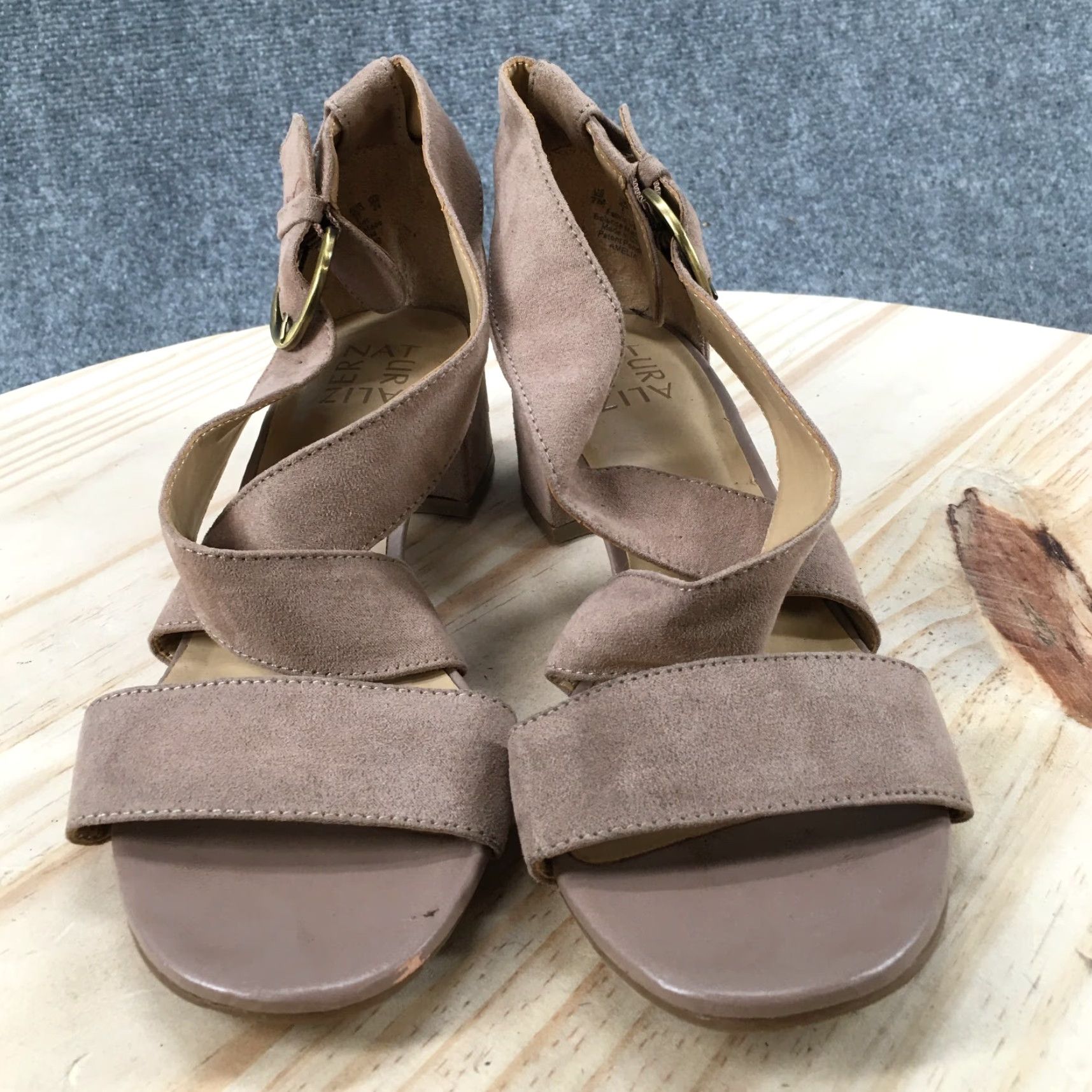 Naturalizer Naturalizer Sandals Amelia Strappy Low Heels Beige Fabric Buckle Womens 7 M Size US 7 / IT 37 - 6 Thumbnail