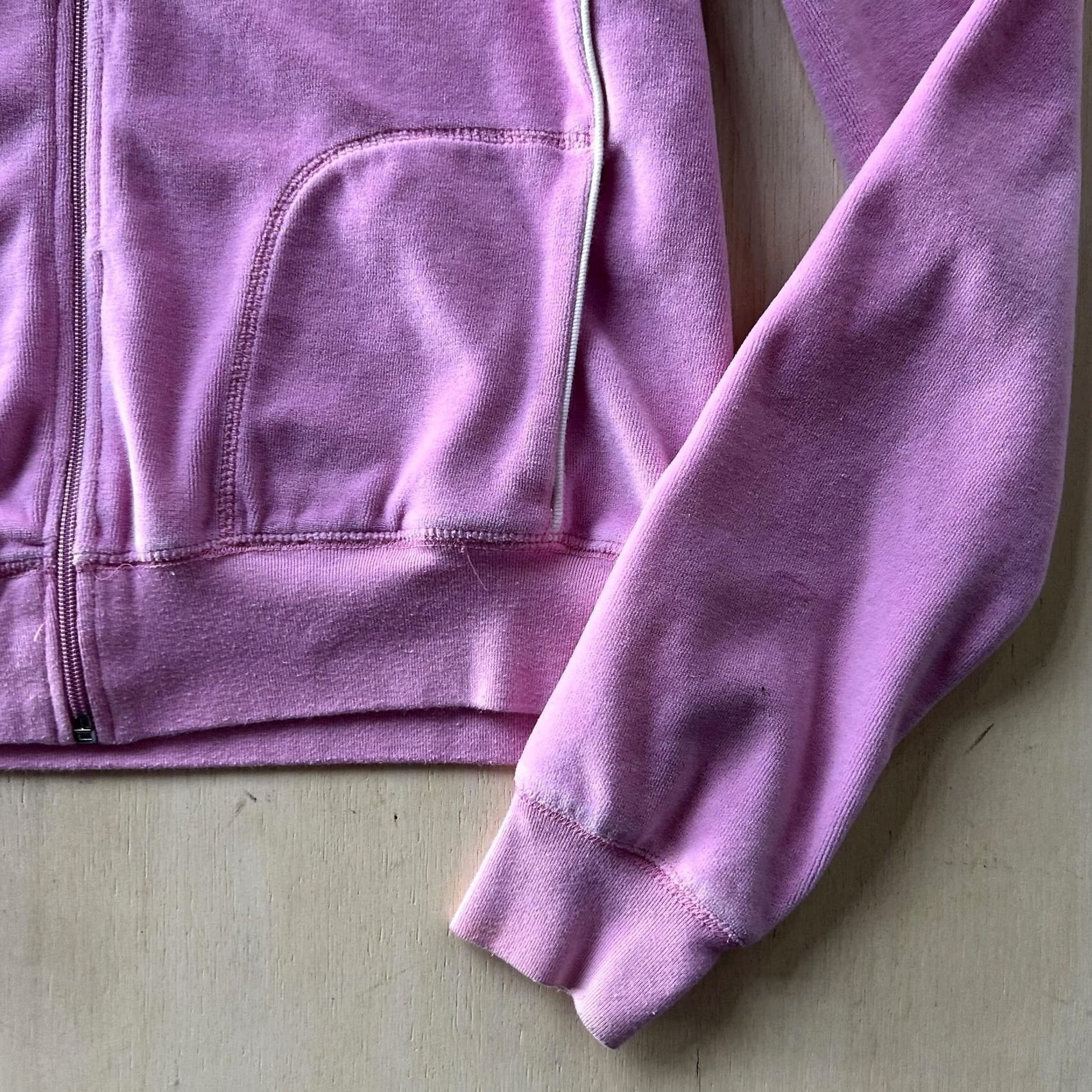 Vintage Self Esteem Y2K Hoodie Pink Velvet Women Large Zip Sweatshirt Pockets Size L / US 10 / IT 46 - 2 Thumbnail