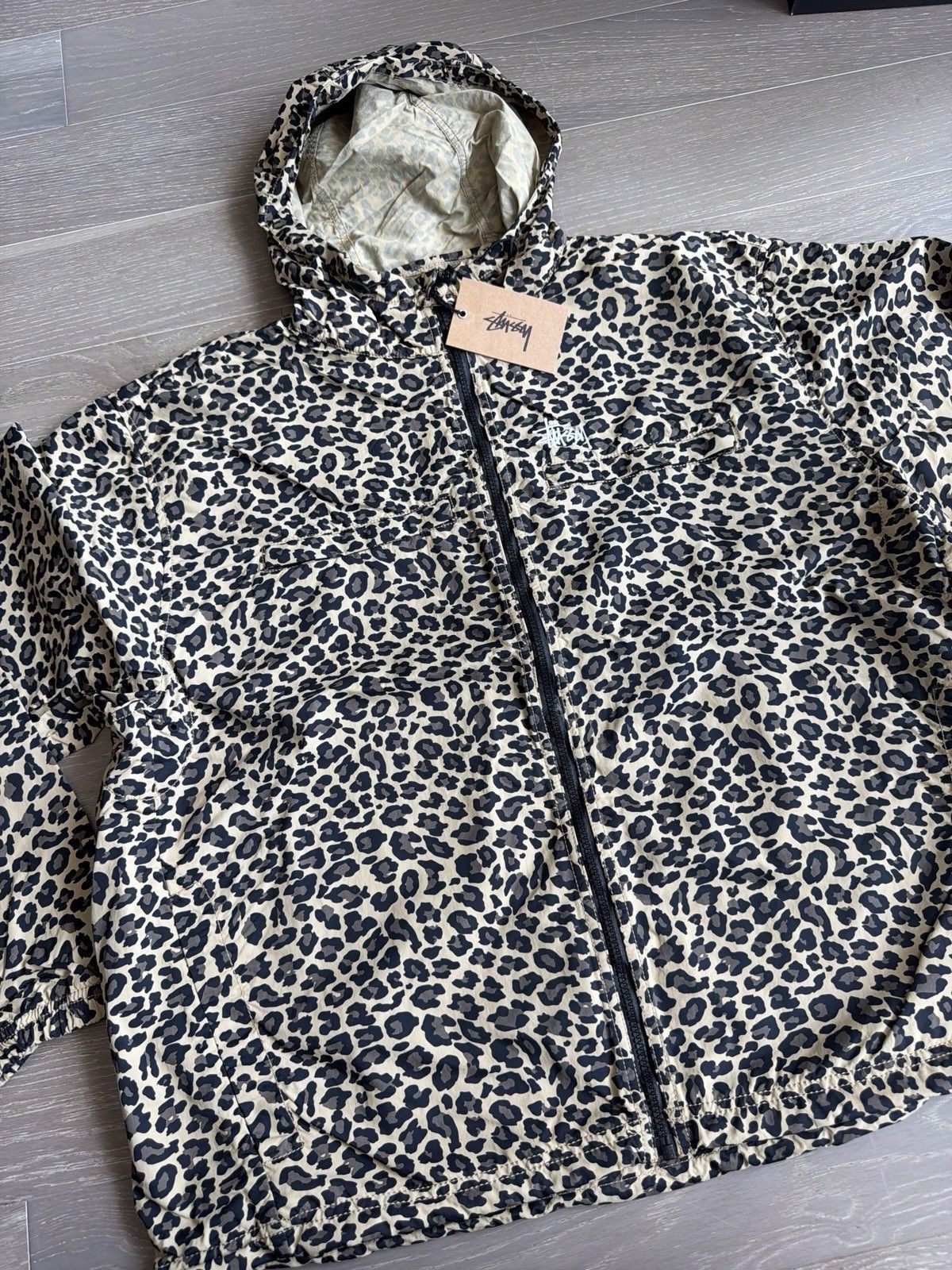 Stussy XL STUSSY Lightweight Hooded Jacket Cheetah Nylon Zip Up Size US XL / EU 56 / 4 - 10 Thumbnail