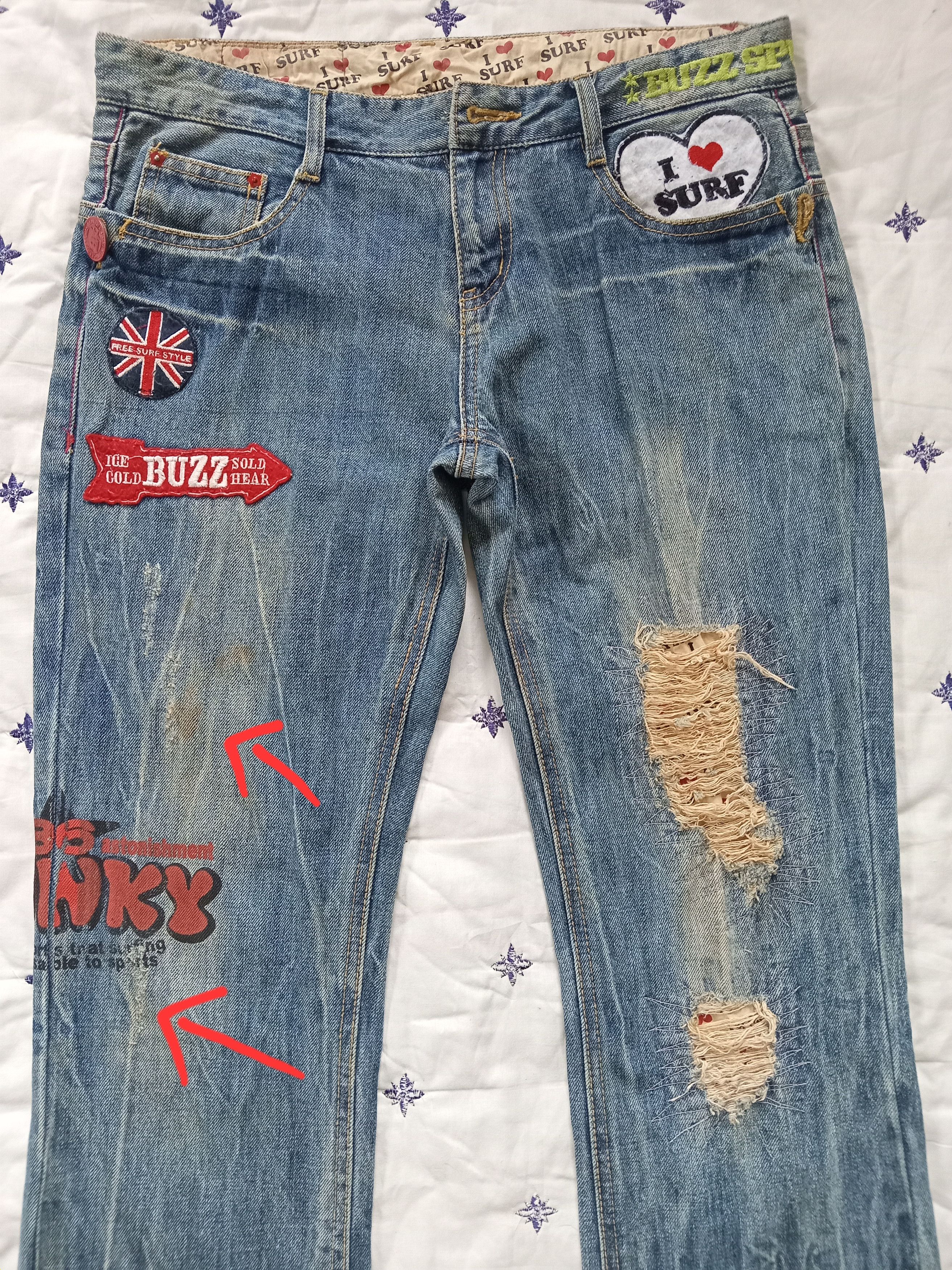 Japanese Brand BUZZ SPUNKY Rusty Distressed Patches Jeans Size US 32 / EU 48 - 11 Thumbnail