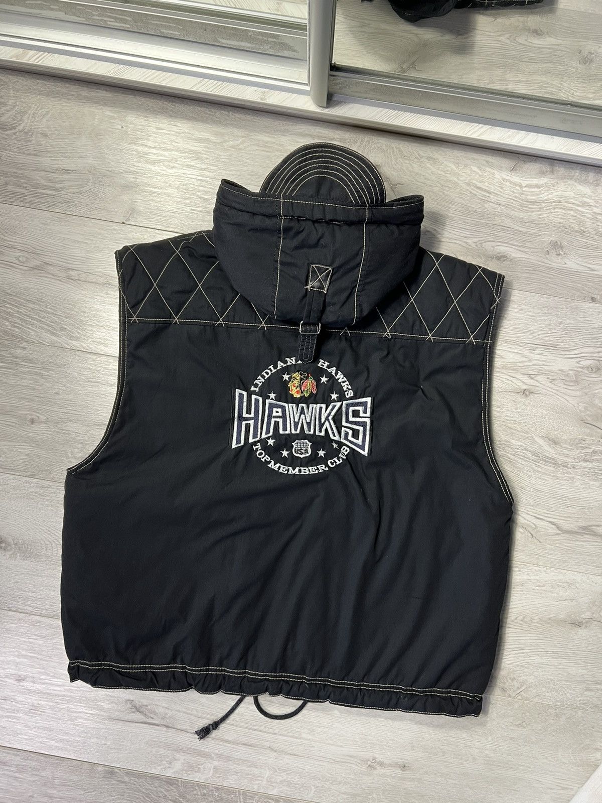 MLB Vintage 90s Indiana Hawks USA Varsity Pocket Vest Jacket Size US M / EU 48-50 / 2 - 8 Thumbnail