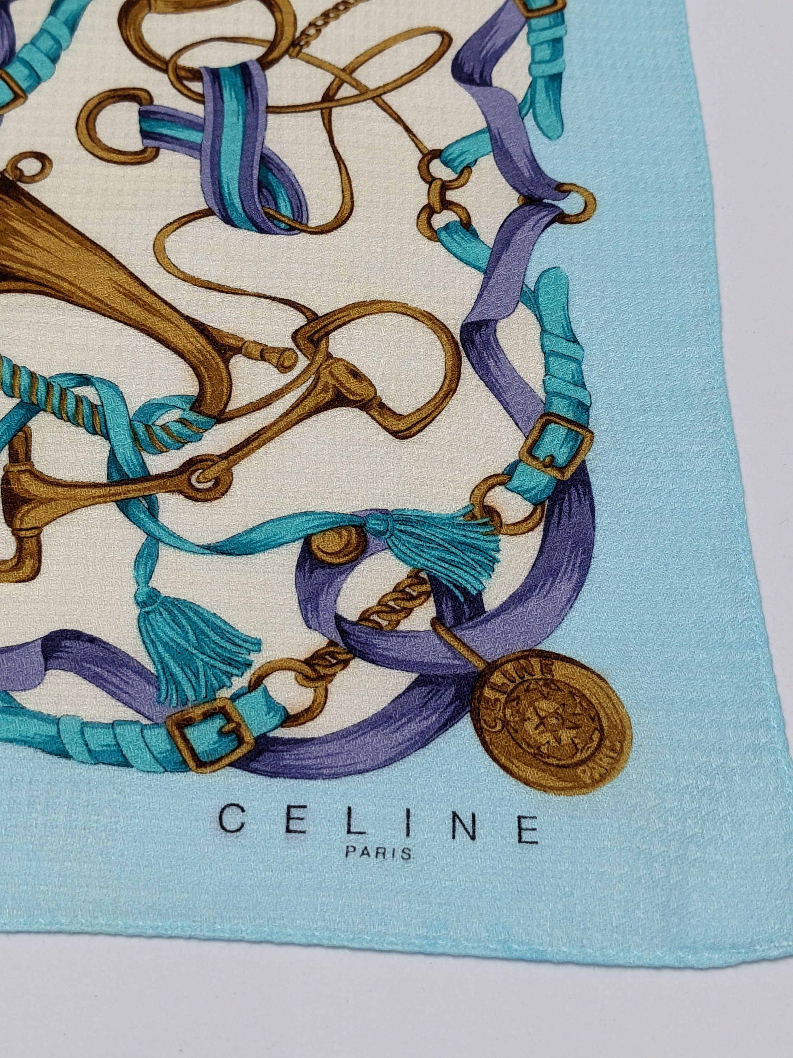 Celine CELINE Paris "Equestrian Hunt" Motif Silk Handkerchief Size ONE SIZE - 2 Thumbnail