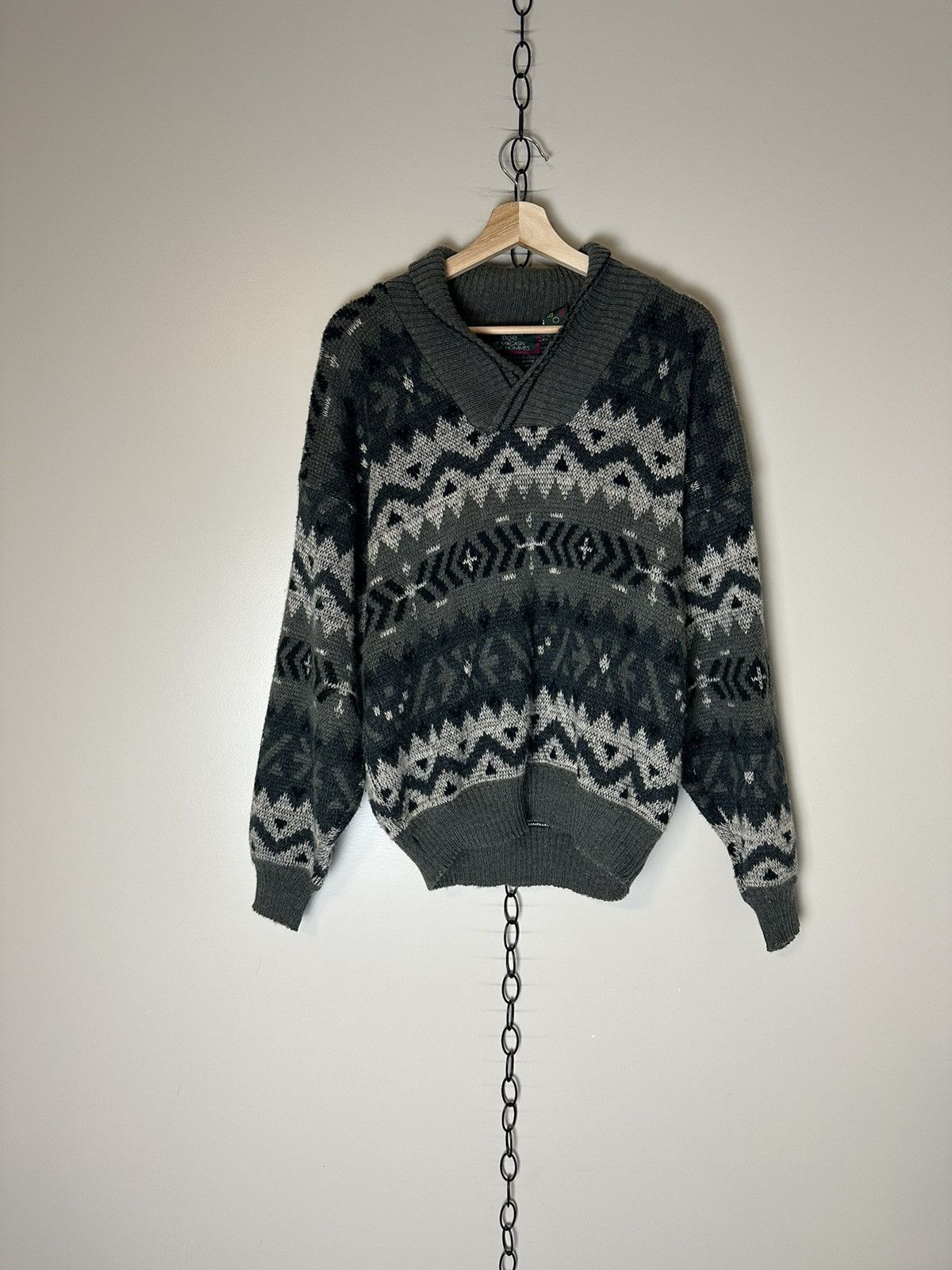 Sears × Vintage Vintage Sears Abstract Swiped Swoop Neck Sweater Large Size US L / EU 52-54 / 3 - 1 Thumbnail