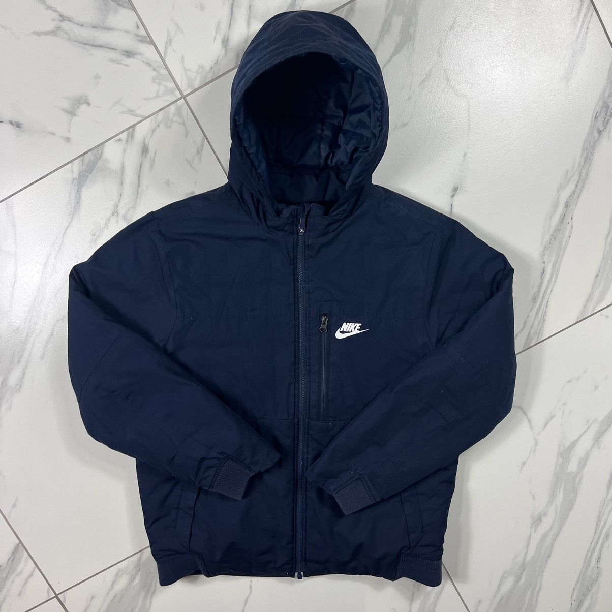 Nike Vintage 90s Small Logo blue Down Jacket Winter Puffer