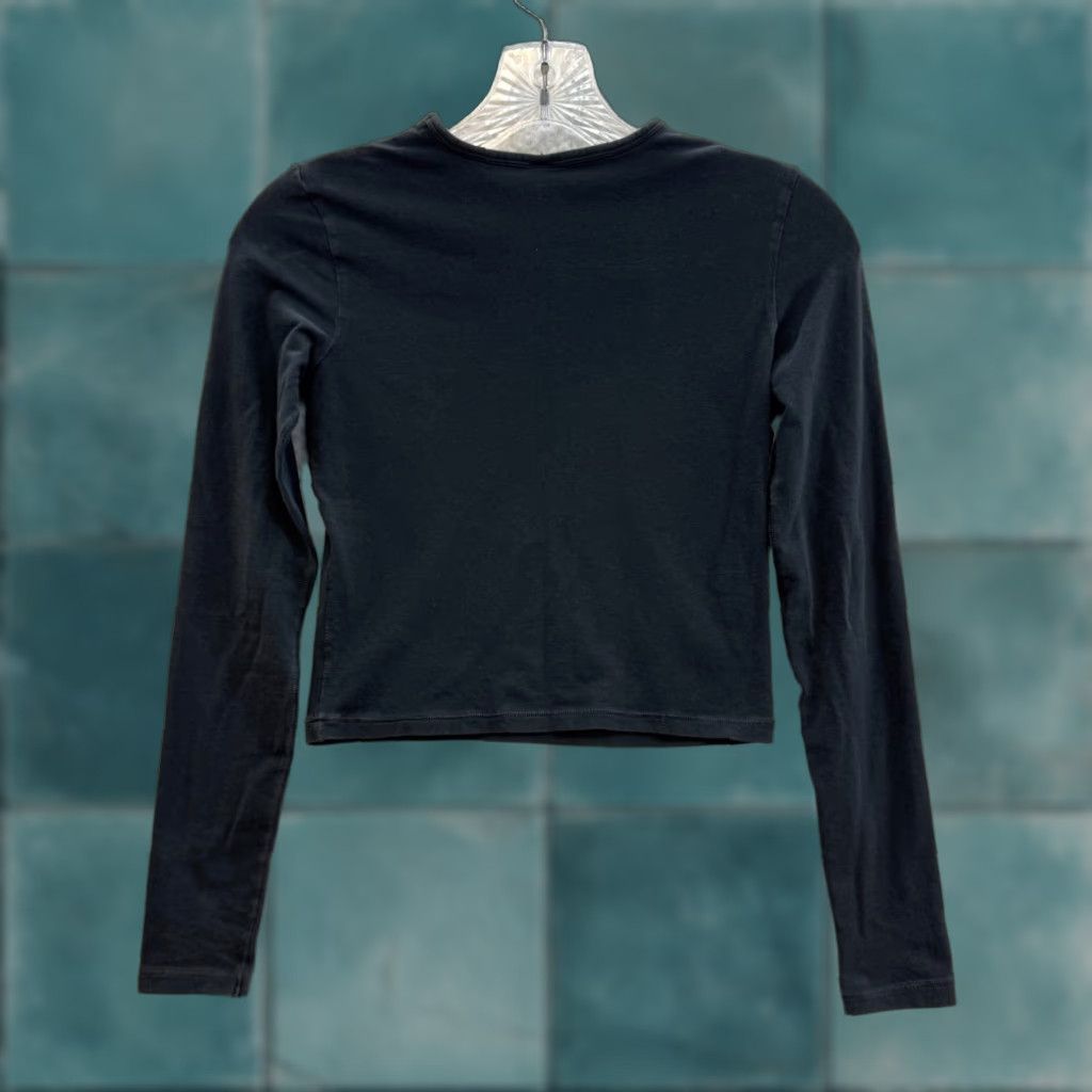 SKIMS SKIMS Vintage Cropped Long Sleeve T-Shirt XS Washed Onyx Black Stretch Basic Women Regular Size XS / US 0-2 / IT 36-38 - 1 Thumbnail