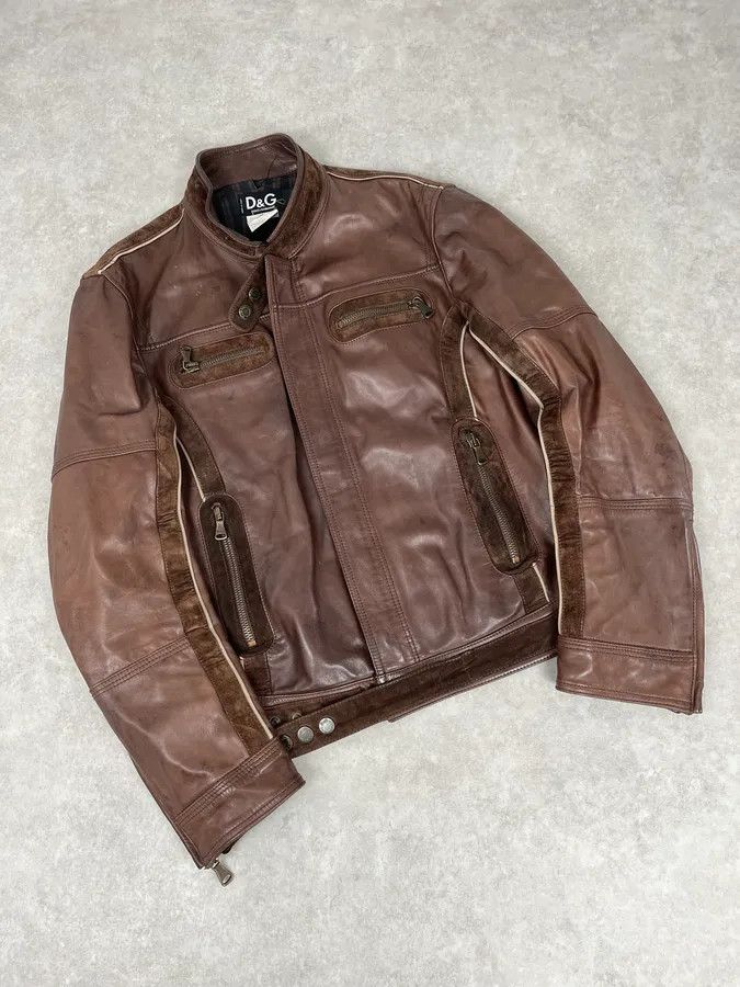 Dolce & Gabbana SS2005 Dolce & Gabbana Brown Hybrid Leather Premium Jacket Size US L / EU 52-54 / 3 - 6 Thumbnail