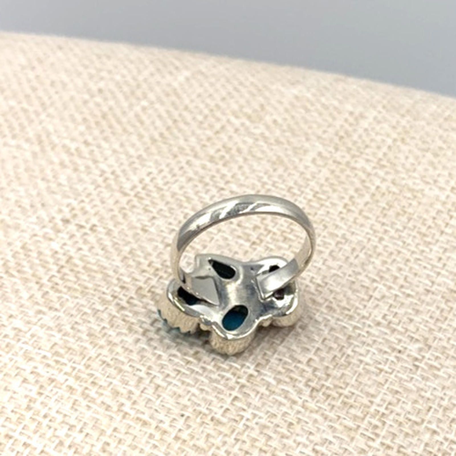 Other NOS Native American Sterling Silver Coral Turquoise Ring Size ONE SIZE - 9 Thumbnail