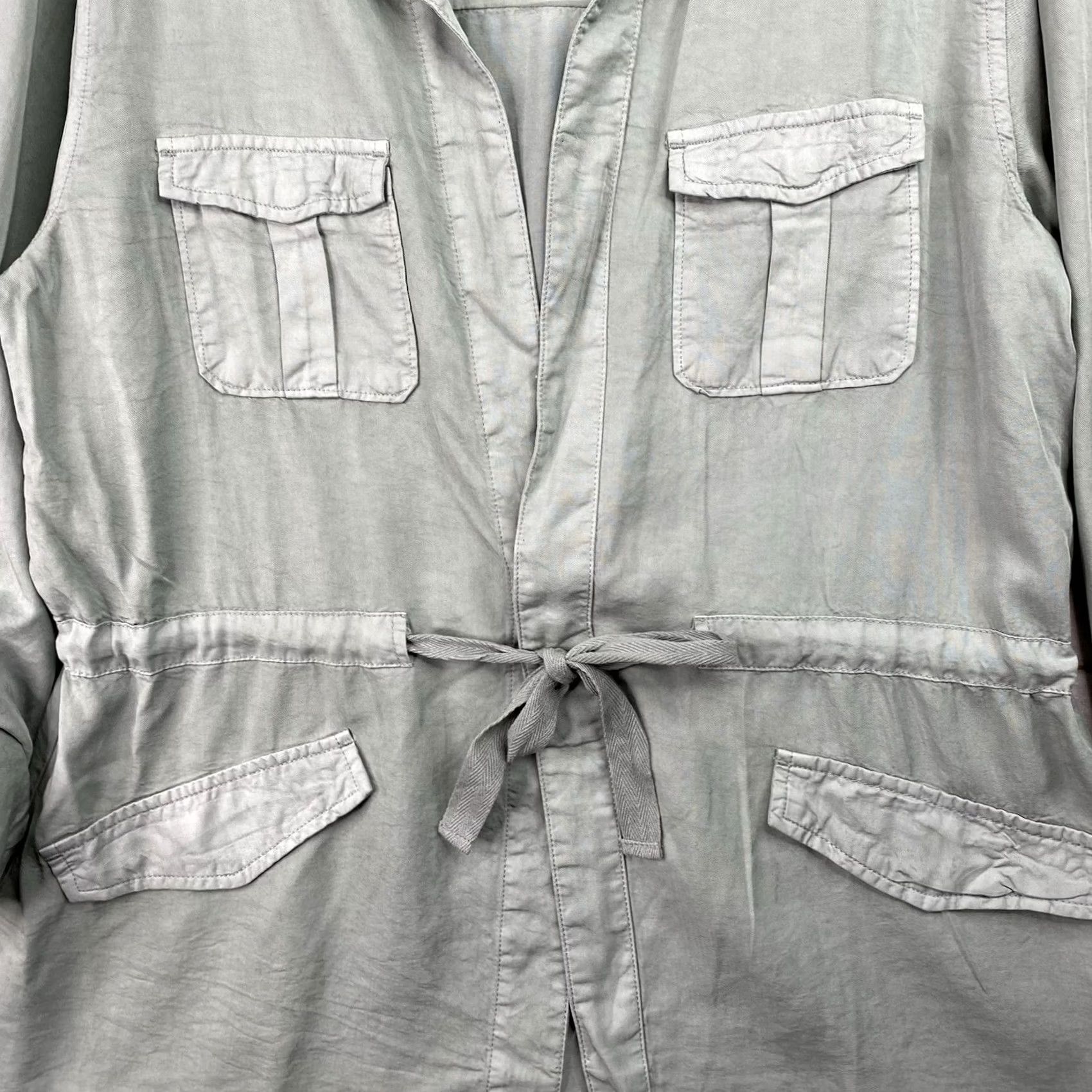 Anthropologie anthropologie Sanctuary Jacket Sz L Green Chambray Belted Drawstring Pockets Casual Travel Workwear Womens Size L / US 10 / IT 46 - 3 Thumbnail