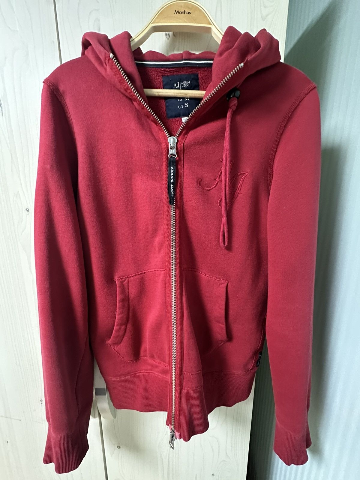 Armani AJ Armani Jeans Red Zip Hoodie Size US M / EU 48-50 / 2 - 3 Thumbnail