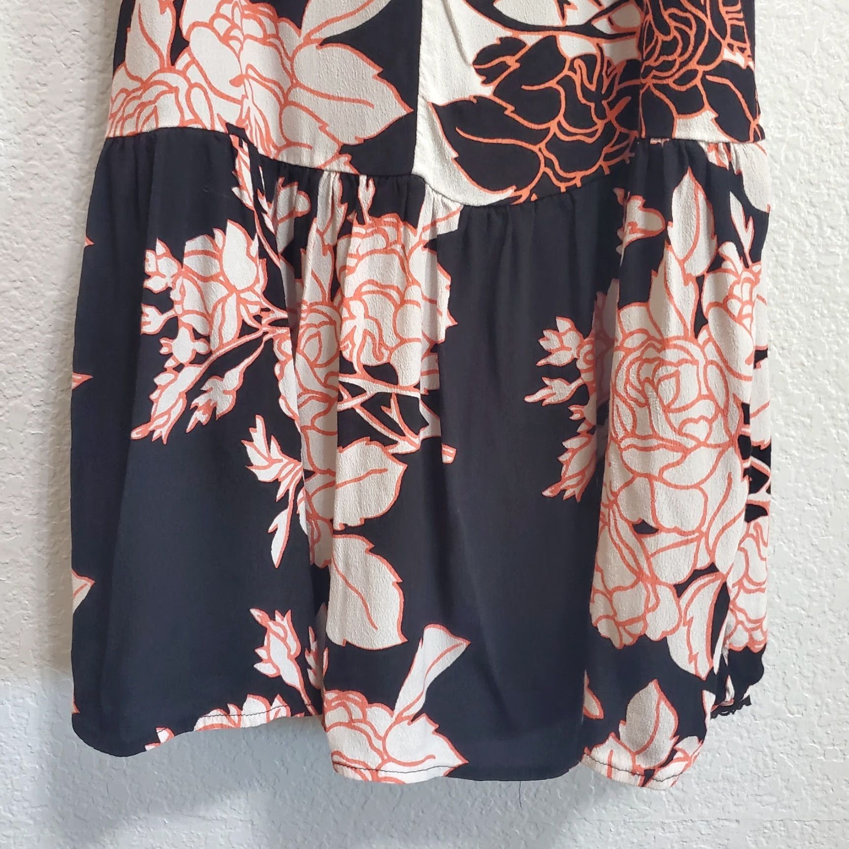 Anthropologie Anthropologie Maeve Photoflora Dress Womens 2 Black White Floral Drop Waist Size XS / US 0-2 / IT 36-38 - 5 Thumbnail