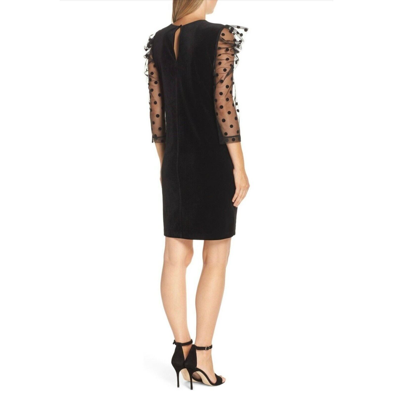 The Unbranded Brand Julia Jordan Black Velvet Swiss Dot Cocktail Dress Size US 6 Size M / US 6-8 / IT 42-44 - 2 Thumbnail