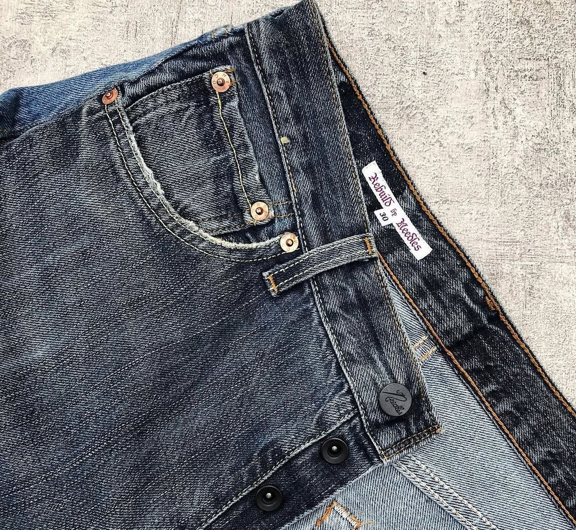 Needles Rebuild by Needles Asymmetric Twisted Curved Jeans Pants Size US 30 / EU 46 - 4 Thumbnail