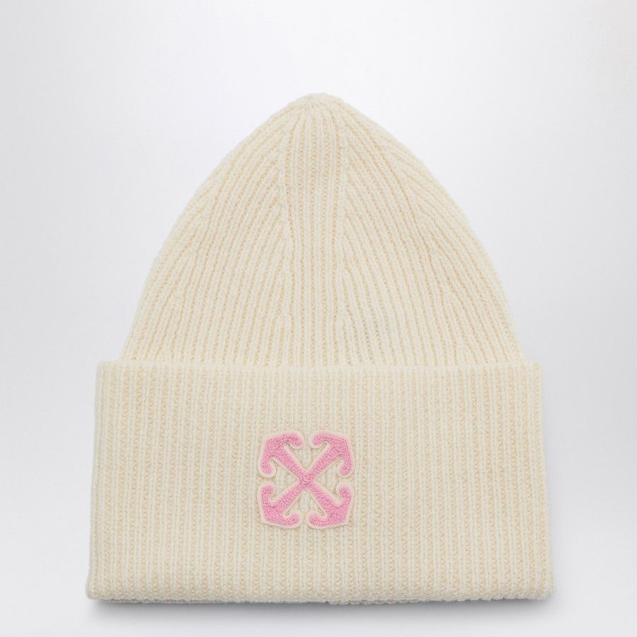 Off-White o1d2blof0924 Size: OS / Wool Cap With Logo in Ivory Size ONE SIZE - 1 Thumbnail