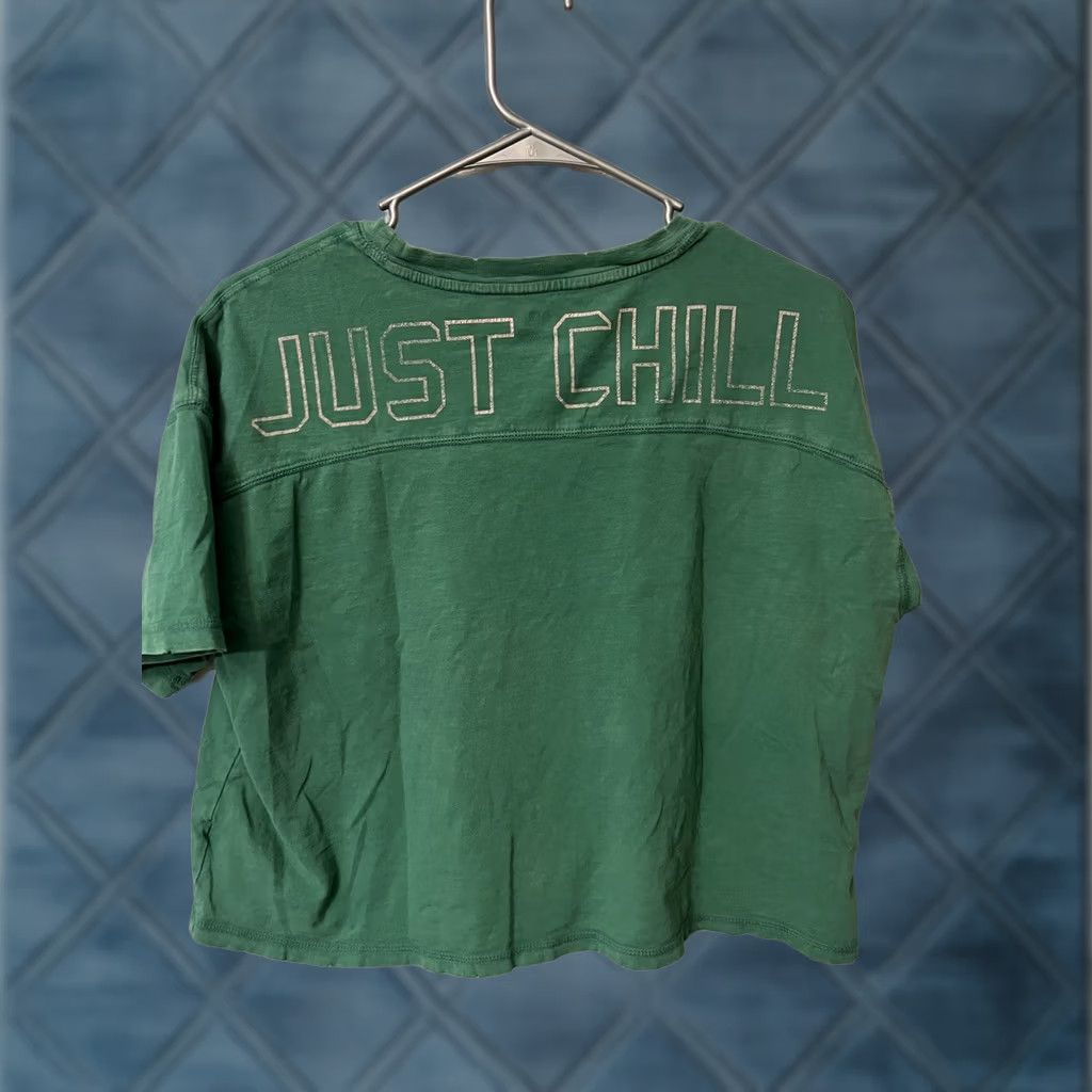 Vintage Aerie Green Short Sleeve "Just Chill" Shirt Women Small Size S / US 4 / IT 40 - 1 Thumbnail