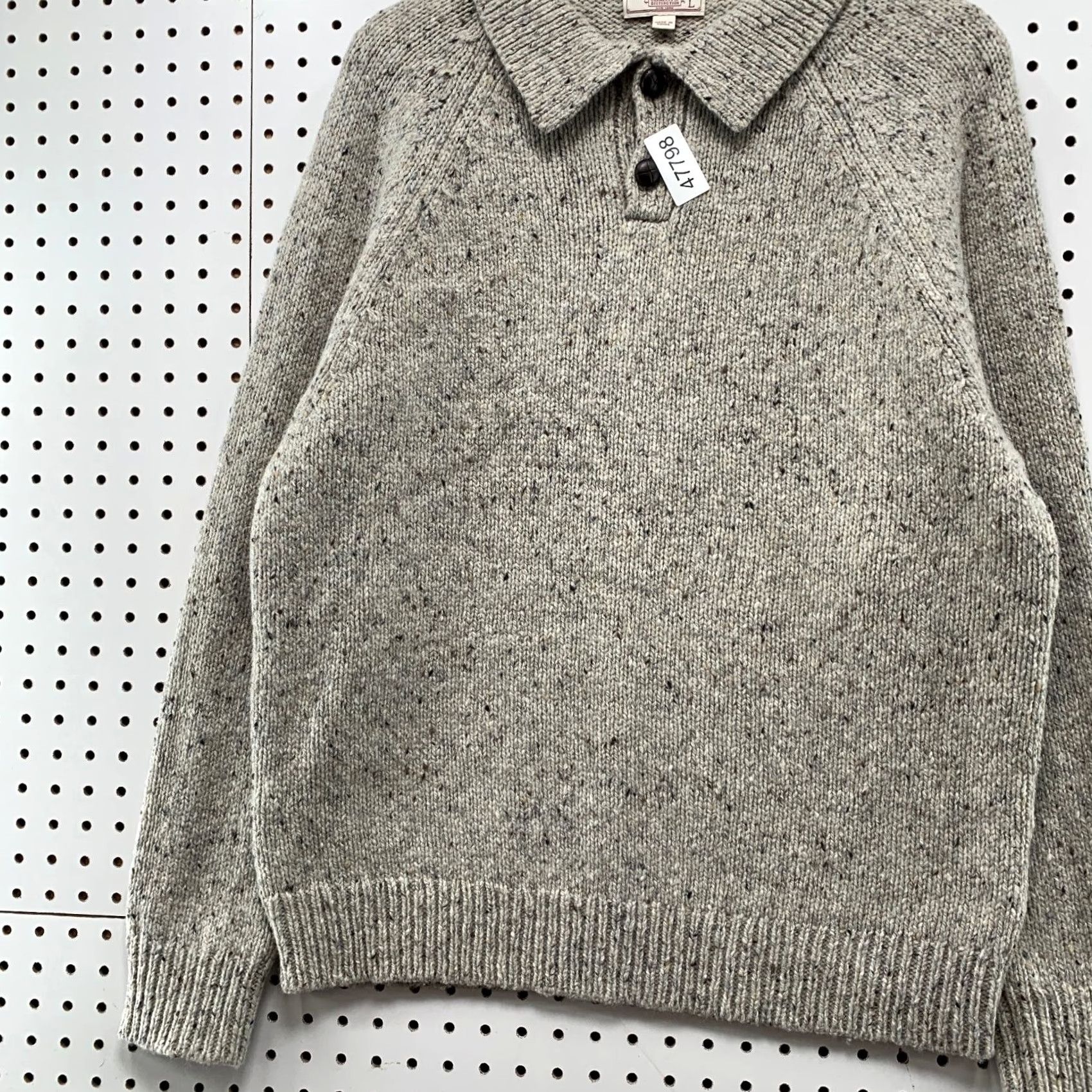 Wallace & Barnes Wallace & Barnes Merino Wool Sweater Mens Large Gray Collared Thick Heavyweight Pullover Knit Long Sleeve Casual Winter Size US L / EU 52-54 / 3 - 6 Thumbnail