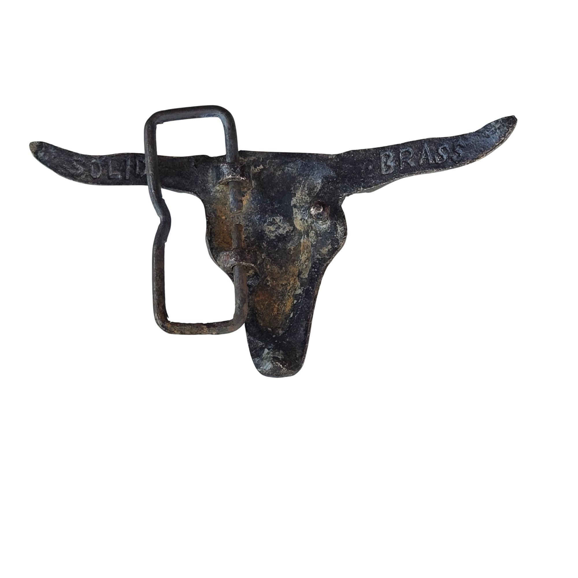 Other Longhorn Bull Skull Belt Buckle Vintage Solid Brass Western Size ONE SIZE - 6 Thumbnail
