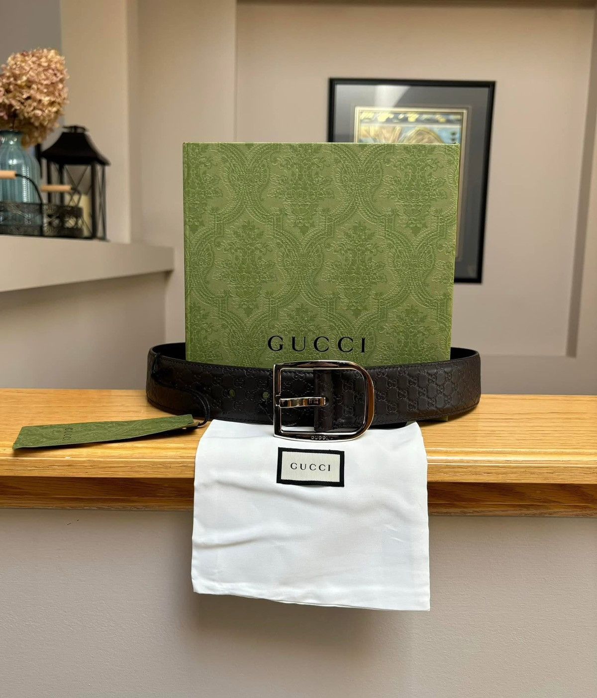 Gucci Gucci Micro Monogram Chocolate Brown Belt Size 30 - 1 Thumbnail