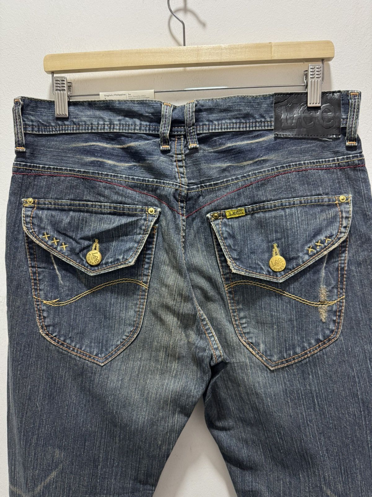 Lee VINTAGE LEE RIDER FLARED LEG DISTRESSED DENIM JEANS Size US 34 / EU 50 - 4 Thumbnail