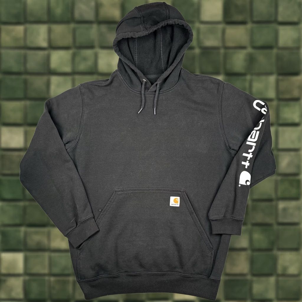 Carhartt Carhartt Hoodie Mens Large Loose Fit Faded Black Workwear Sleeve Logo Size US M / EU 48-50 / 2 - 1 Thumbnail