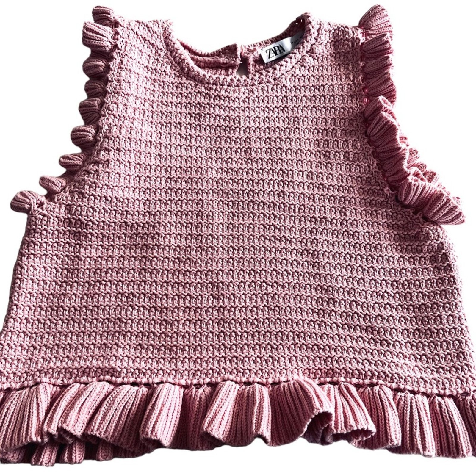 Zara Zara pink knit sleeveless ruffled sweater size Small Size S / US 4 / IT 40 - 4 Thumbnail